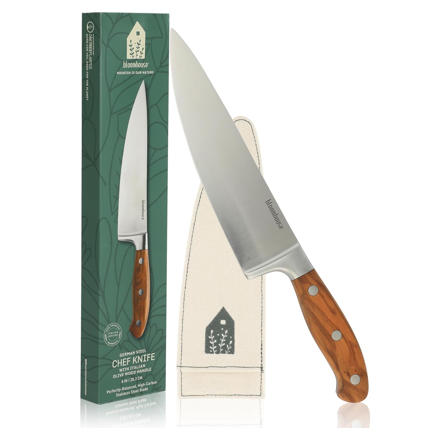 Bloomhouse - Two Time Oprahs Favorite Things Winner - 8-Inch Chef Knife German Stainless Steel Blade with Forged