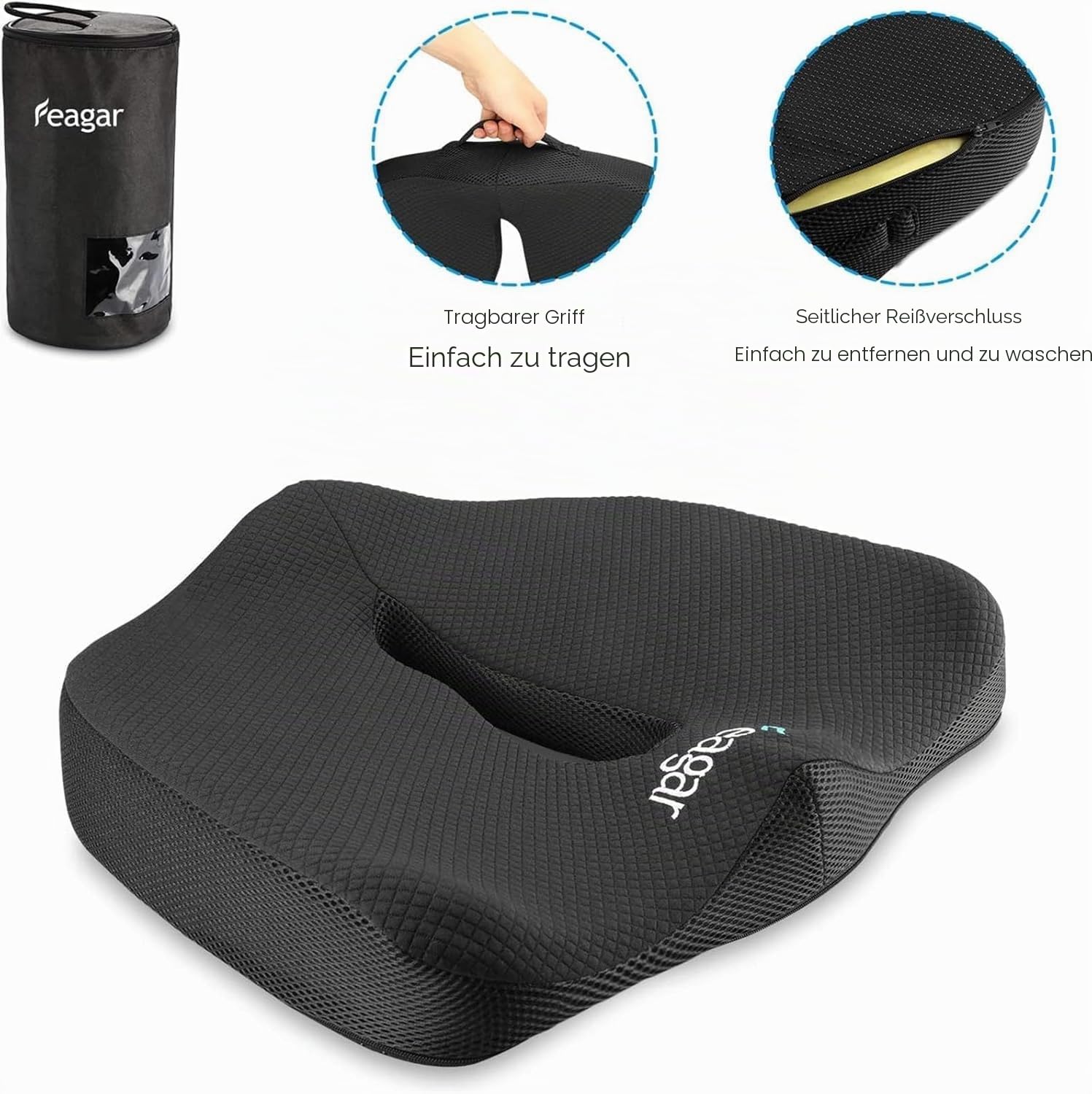 Feagar Orthopädisches Memory Foam Sitzkissen Für Bürostuhl & Autositz