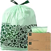 Vista 8 de Bolsas de basura compostables* Cleanomic con cordón (13 galones, 25 unidades, altas), certificadas BPI para compost de cocina