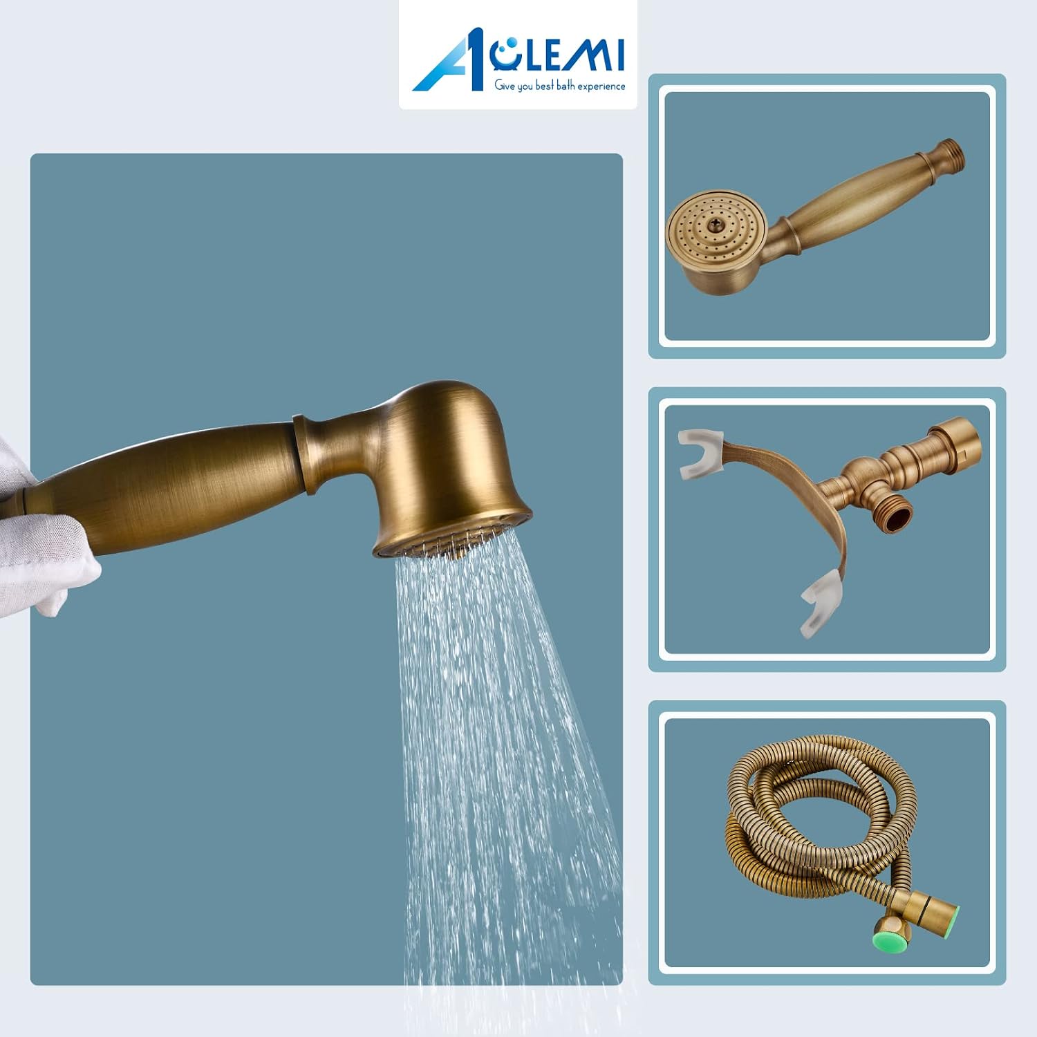🛒 Flash Sale Aolemi Wall Mount Antique Brass Bathtub Faucet with Hand Shower Sprayer Bathroom Tub Faucet Double Cross Handle Telephone Shaped Handheld Sprayer Shower Set Mixer Tap Vintage Top Brands Aolemi Wall Mount Antique Brass Bathtub Faucet with Hand Shower Sprayer Bathroom Tub Faucet Double Cross Handle Telephone Shaped Handheld Sprayer Shower Set Mixer Tap Vintage