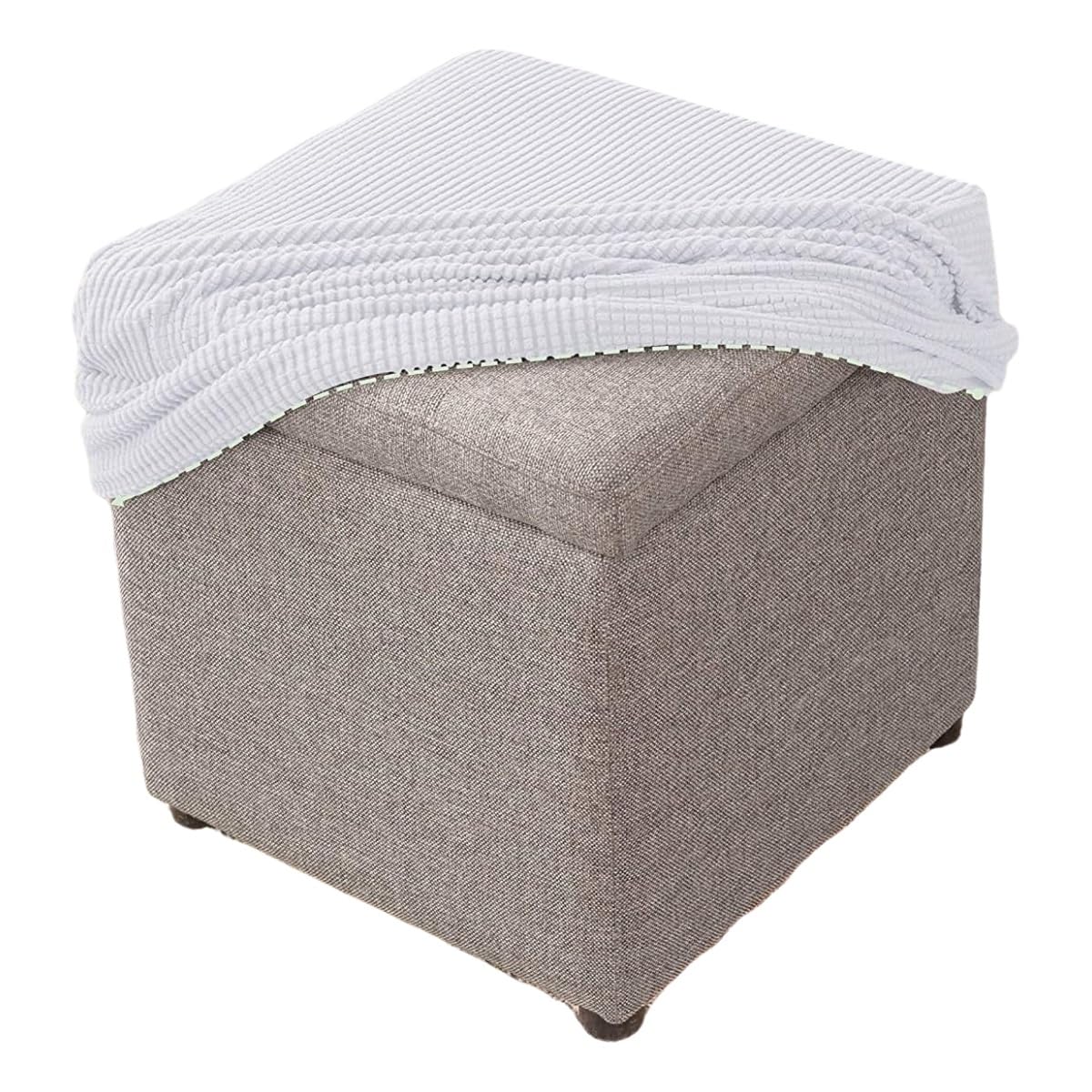MCNDSI Square Stretch Ottoman Cover, Small/Large Soft Comfortable Dustproof Footstool Covers For Square Ottoman, Machine Washable Pouffe Cover With Elastic(L,40X40CM)