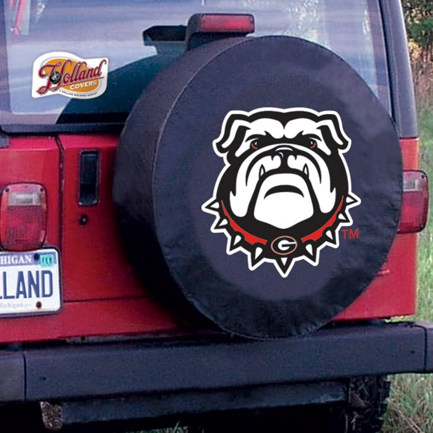 University of Georgia (Bulldog) Tire Cover - Size C - (31.25"x12") on Black Vinyl