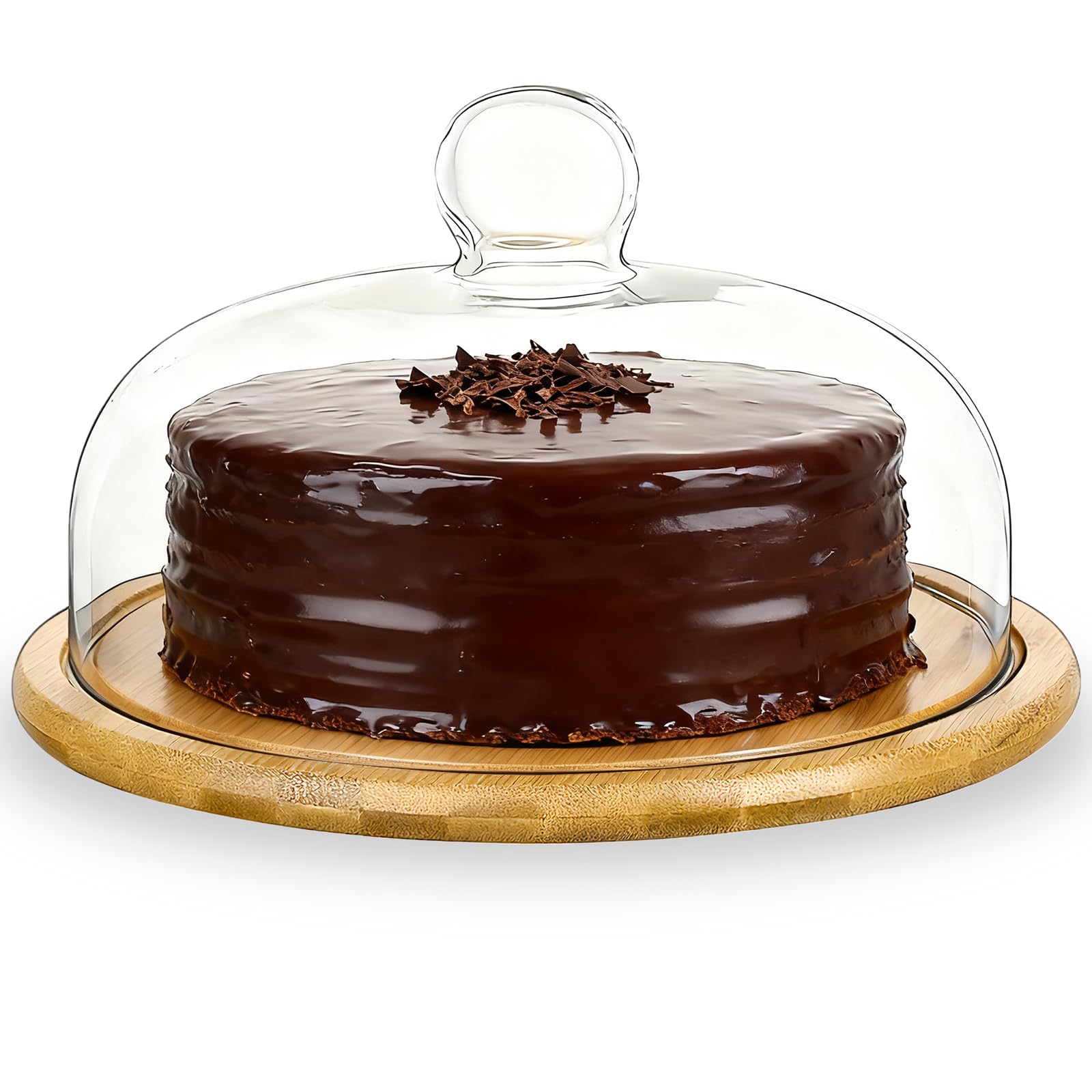 MEETOZ Présentoir à gâteau avec dôme en verre, plateau à gâteau avec couvercle en verre transparent, pour cuisine, anniversaire, mariage, événement, tartes, apéritif – 29 cm