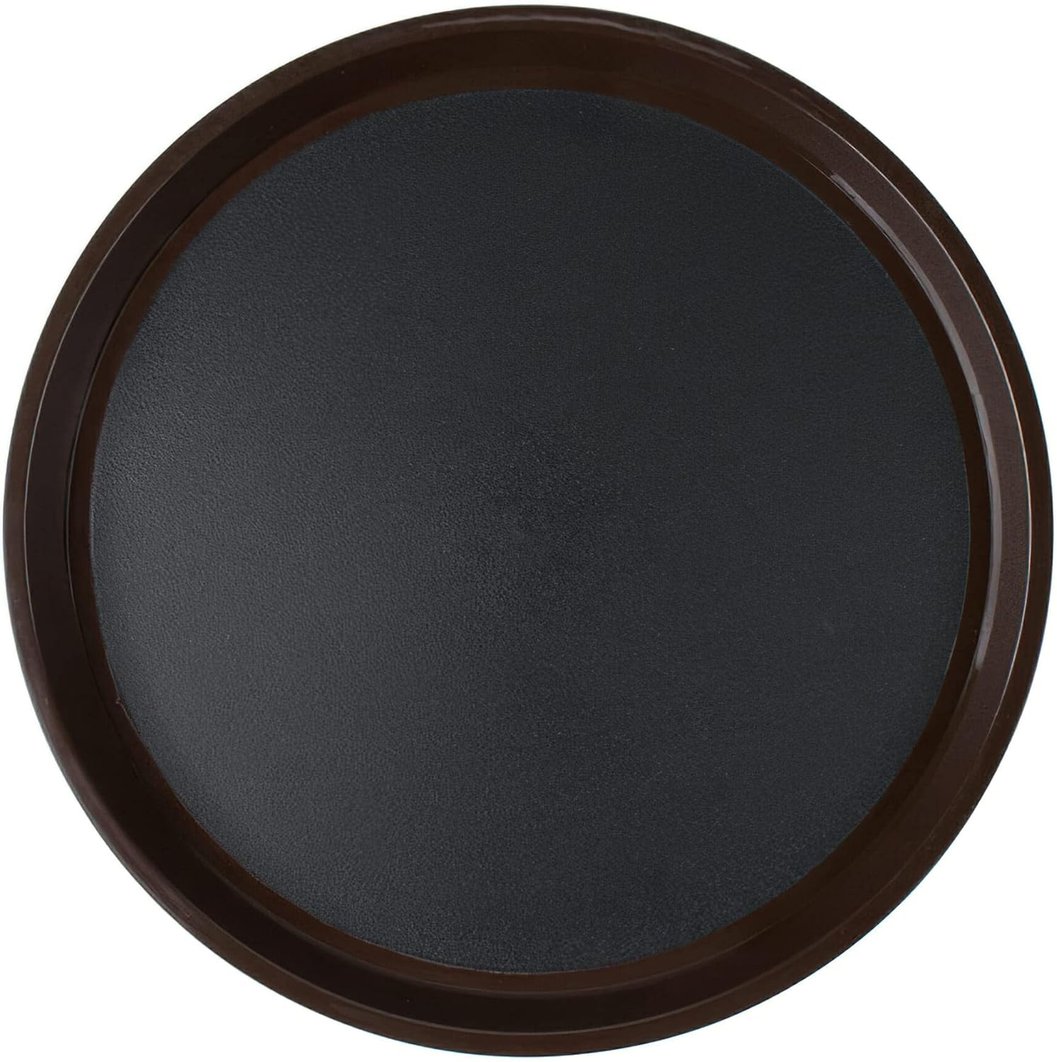 GET RCT-16-NS BPA-Free Non-Slip Round Plastic Serving Tray, 16", Brown (Set of 12)