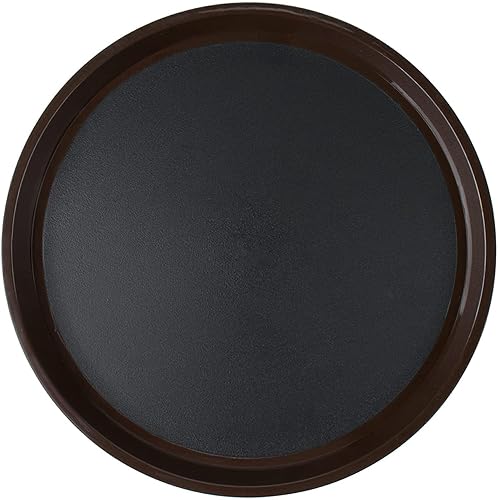 Vista 15 de G.E.T. RCT-11-BR Bandeja de servir redonda de plástico antideslizante con forro de corcho sin BPA, 11.25", marrón (juego de 12)
