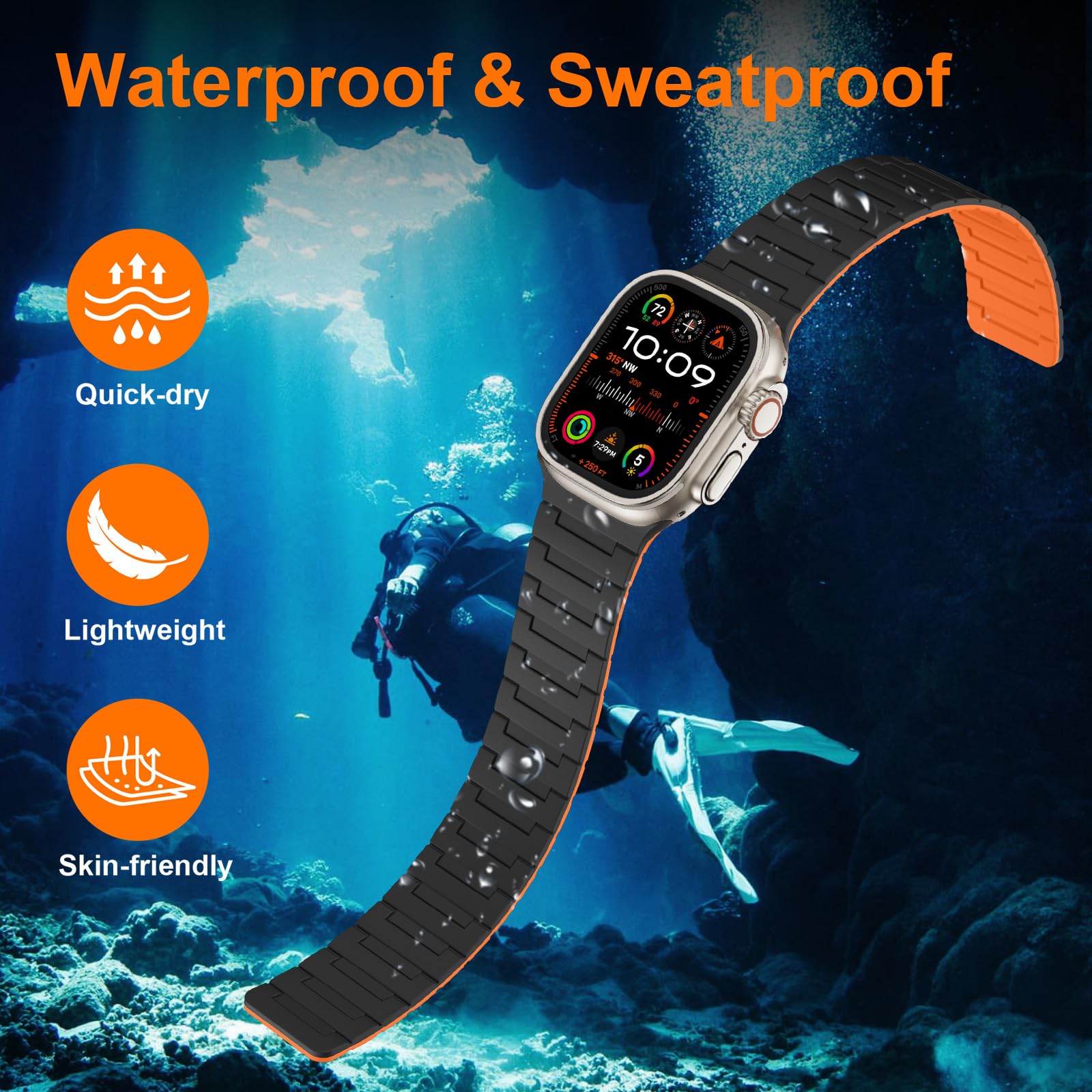 Suphart Strong Magnetic Strap Compatible with Apple Watch Strap 49mm 45mm 44mm 42mm for Men Women Soft Silicone Sport Strap Designed for iWatch Ultra 2 Ultra SE Series 9 8 7 6 5 4 3 2 1 - Image 4