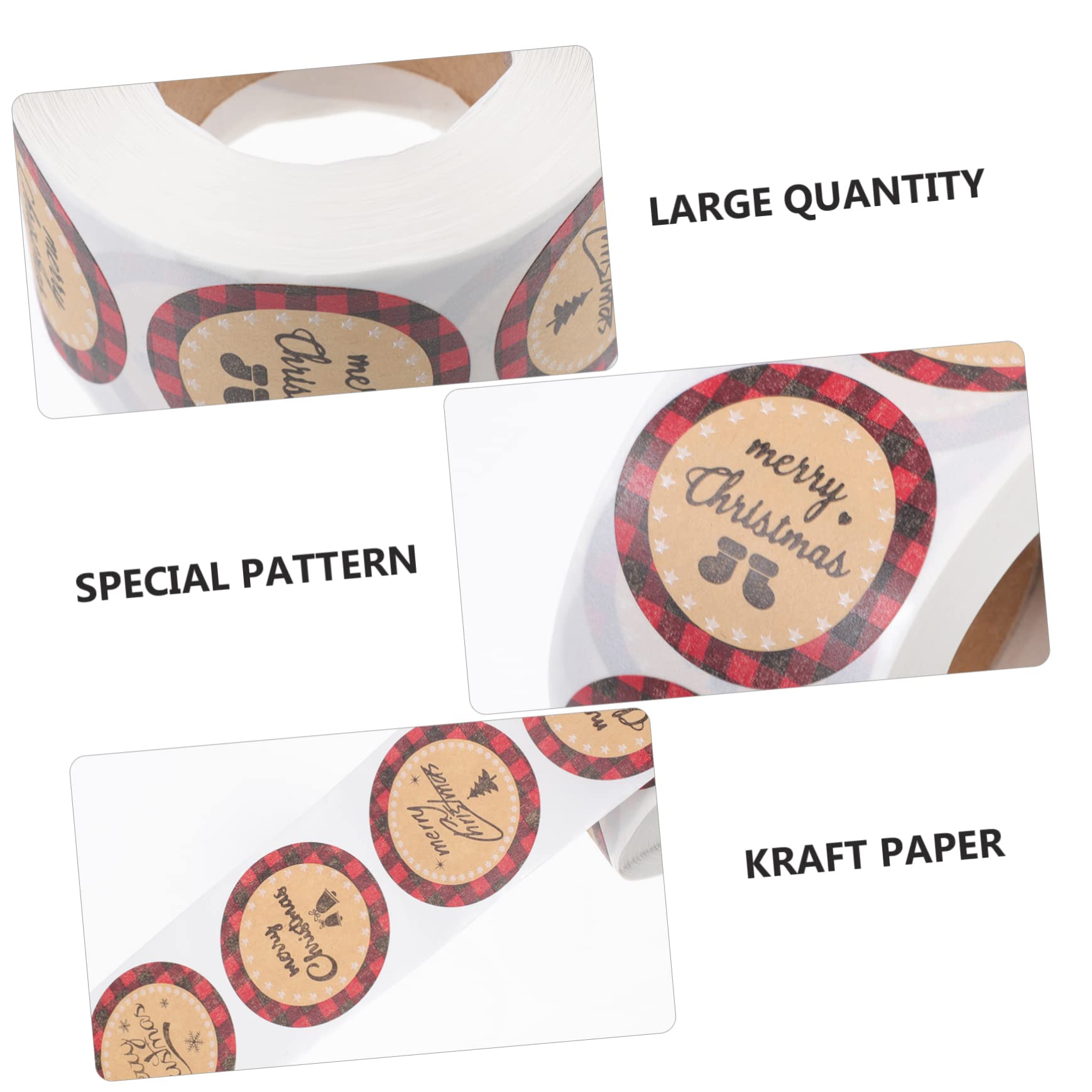 SHINEOFI 3rotoli Adesivi Per Confezioni Natalizie Etichette Carta Kraft Con Design Festivo Adesivi Per Regali e Buste Facili Da Applicare e Rimuovere Senza Residui