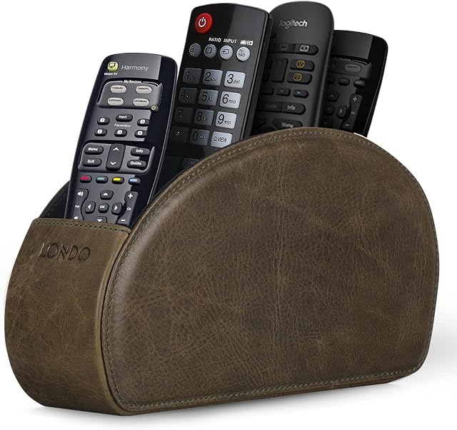 Londo Uchwyt na pilota z 5 kieszeniami, miejsce na DVD, Blu-Ray, TV, Apple TV, pilot zdalnego sterowania, włoska skóra z zamszową podszewką, zielony, Cuero Genuino, OTTO149