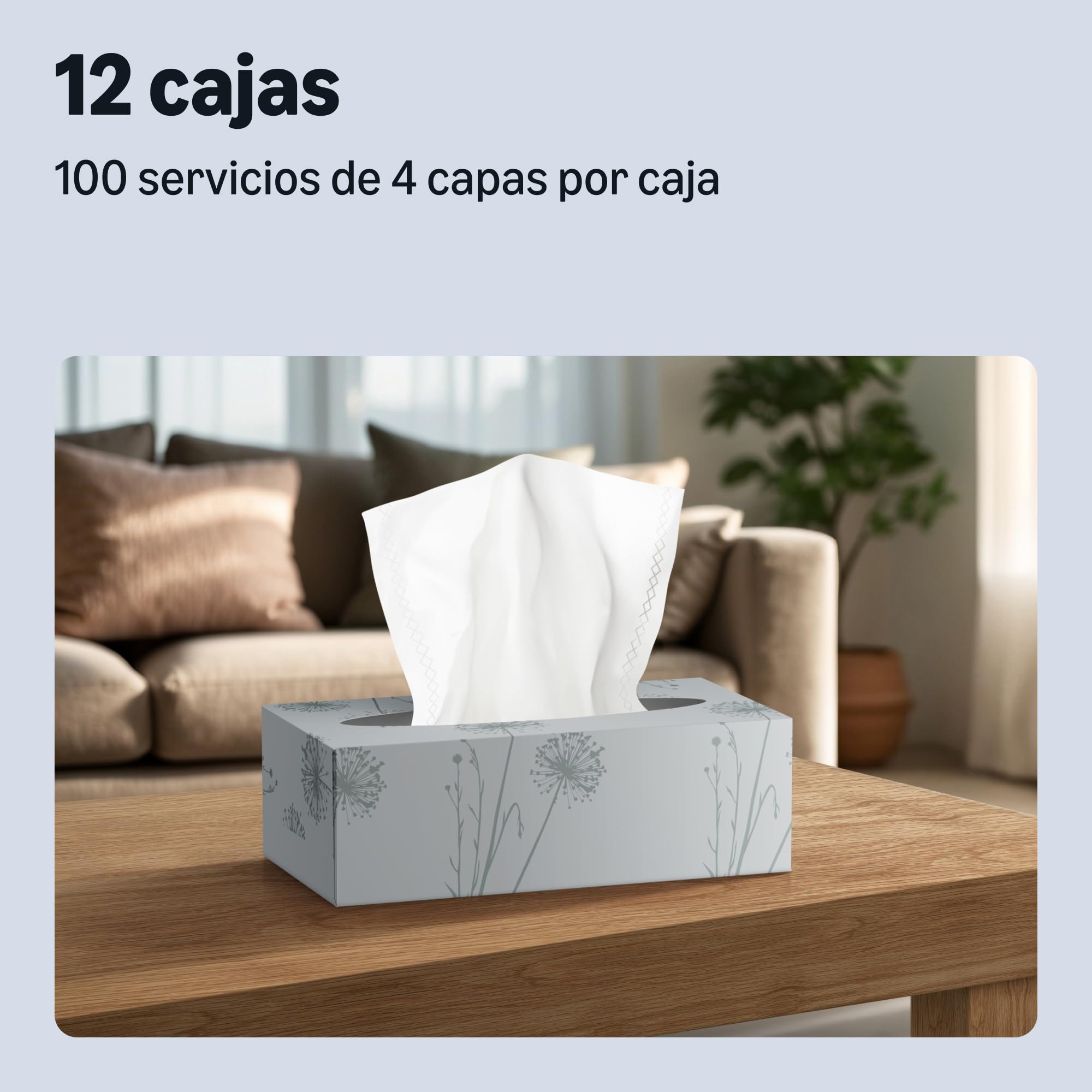 by Amazon Pañuelos de 4 Capas, 1200 hojas (12 Paquetes de 100 Hojas)
