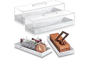 Elegant Grey Rectangle Acrylic Cake Stand with Lid for Pastries and Cakes