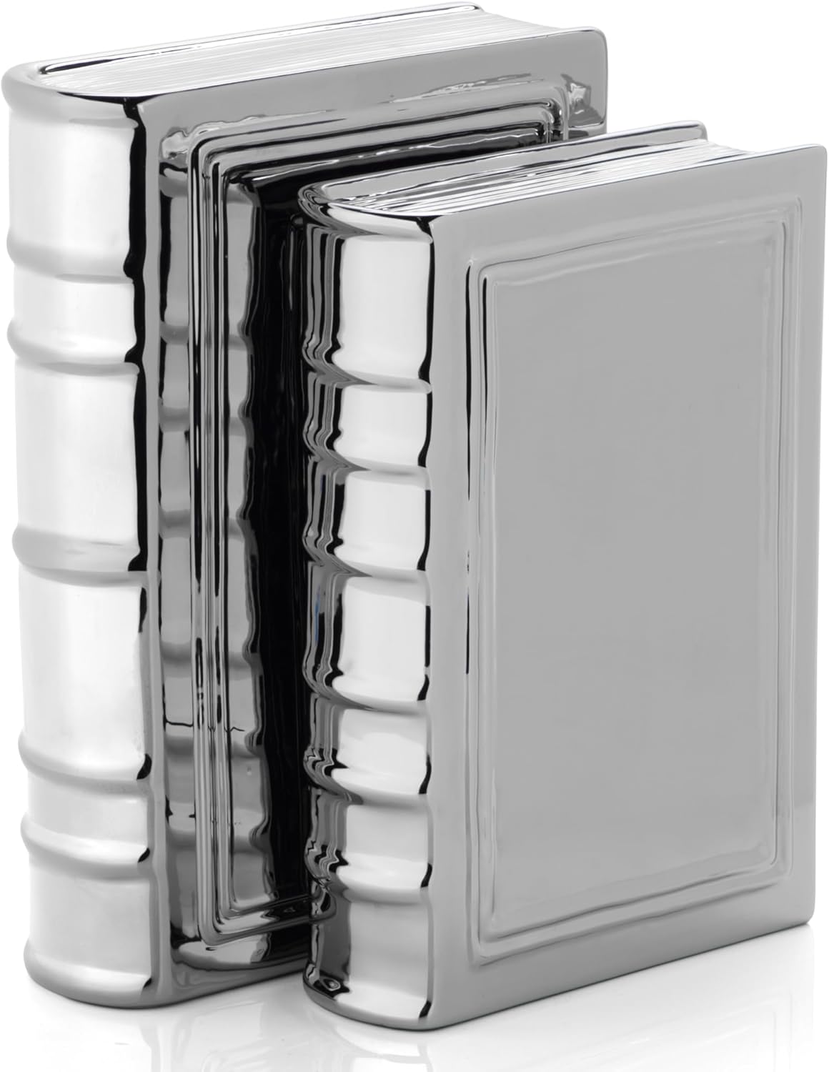Z Gallerie Ceramic Books Set of 2 Decorative Books for Shelves, Desks & Tables Elegant Decorative Accessories for Living Room, Bedroom & Office,Silver