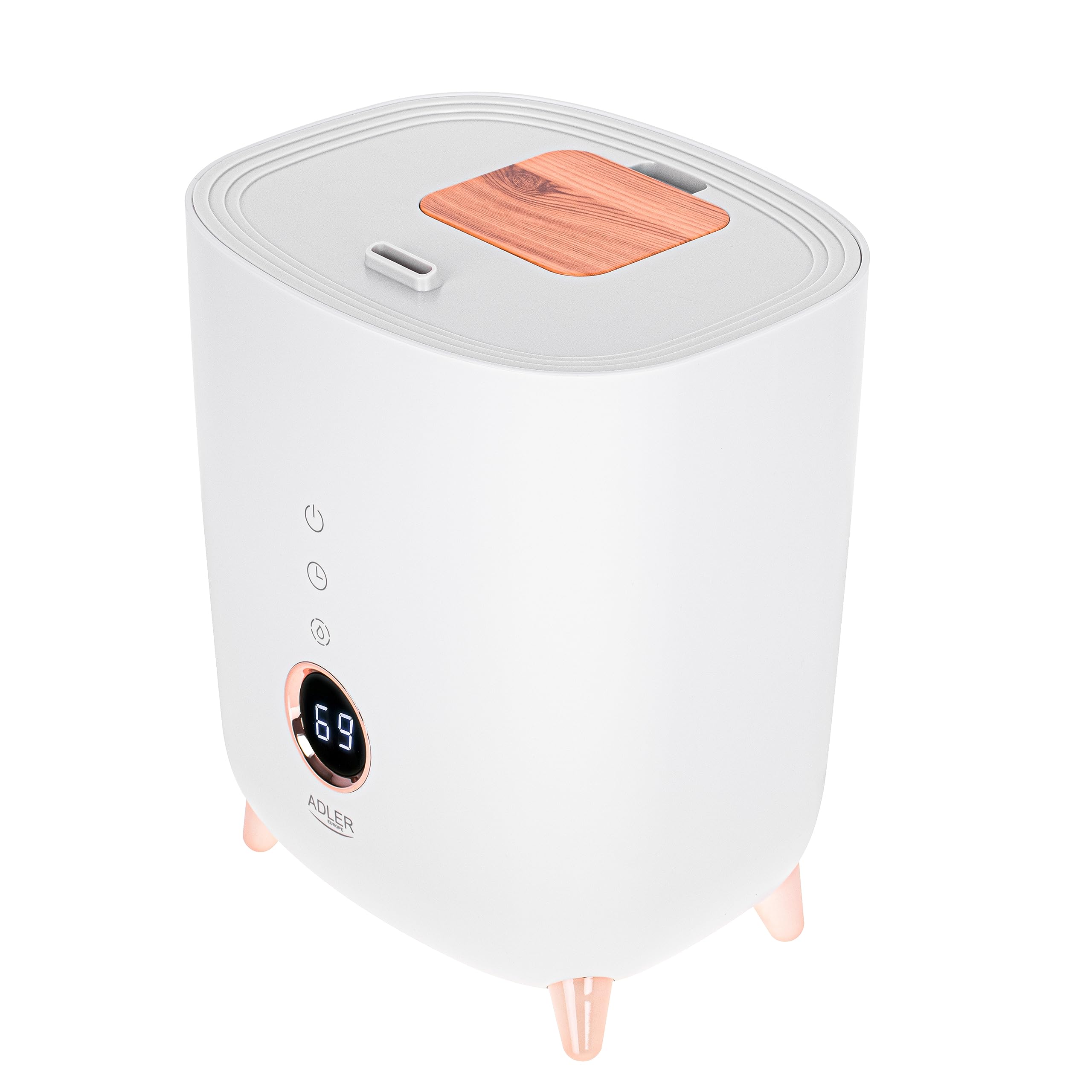 ADLER EUROPE AD 7972 ultradźwiękowy nawilżacz powietrza, ekran LED z przyciskami dotykowymi, zakres pracy do 35 m2, pojemność nawilżania 150-300 ml/h, funkcja aromaterapii (biały)