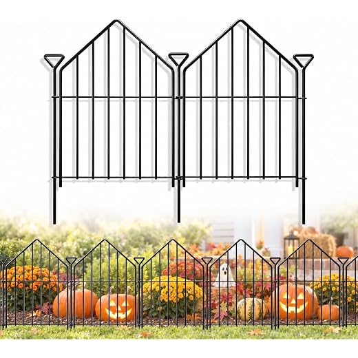 Garden Fence Border 17in x10ft,10 Panels Rustproof Metal No Dig Fence