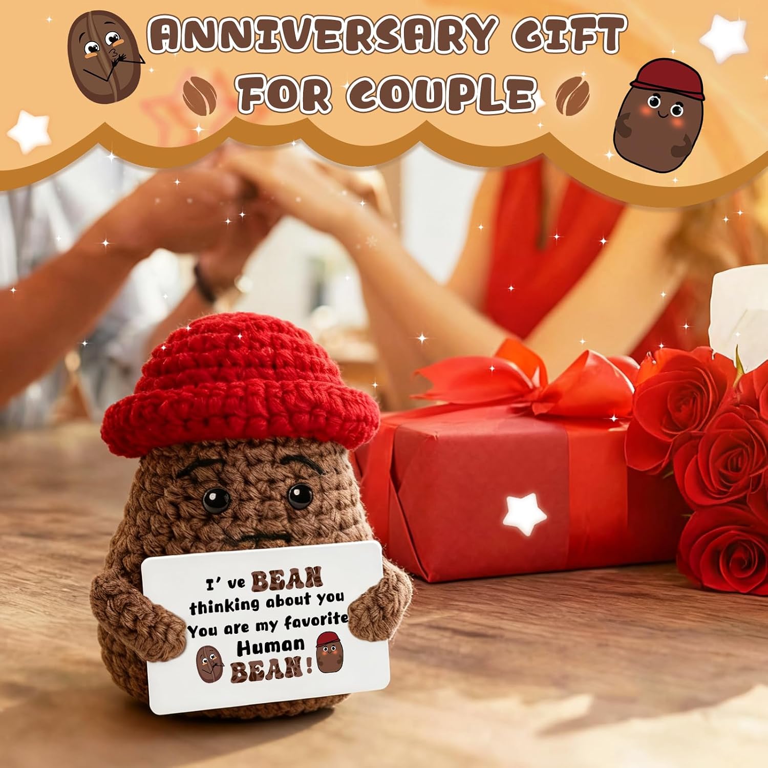 Cute Boyfriend Birthday Gift, Crochet Coffee With Funny Love Message Card image 5