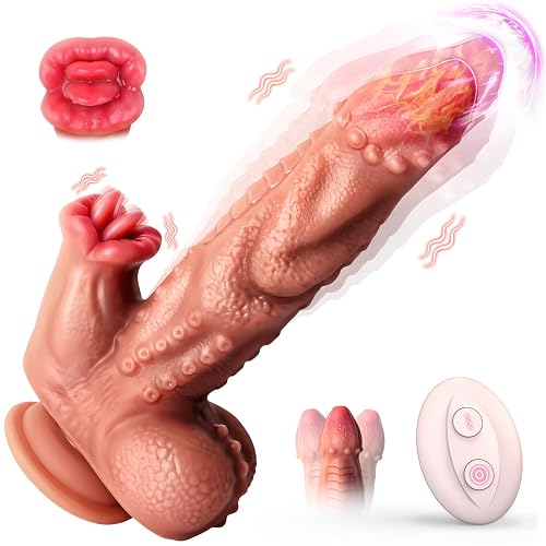 Sex Toy Thrusting Dildo Vibrator, Realistic Suction Cup Dildos Penis Vibrators with Remote 10 Thrusting Swinging & Vibrating Modes, 10.2" Heating Licking Upgrade Silicone Adult Sex Toys for Women