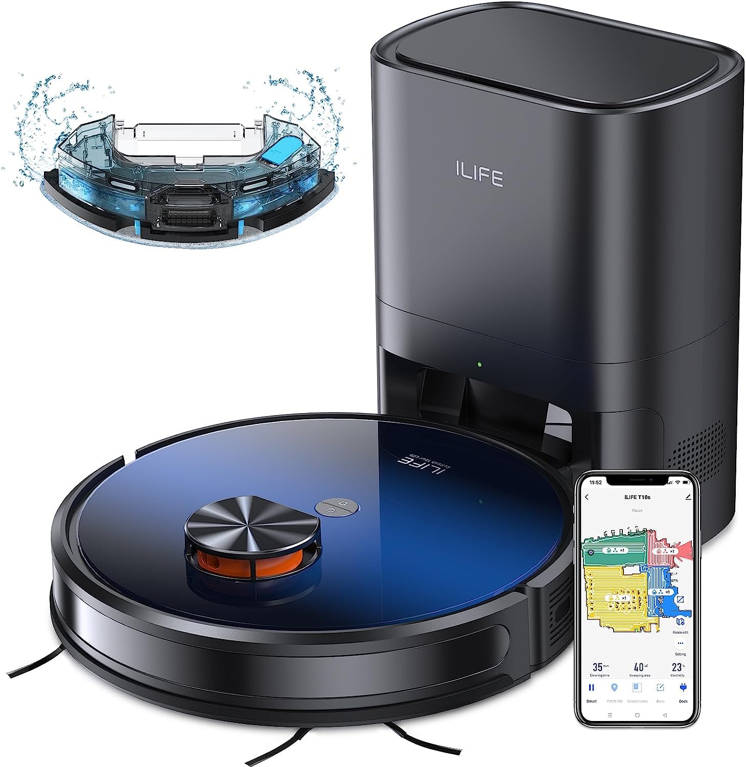 ILIFE T10s Robotic Vacuum & Mop, 60-Day Self-Empty, 4000Pa Strong Suction, 3200mAh Battery with Smart LiDAR Navigation, Pet Hair Friendly, Wi-Fi & Voice Control—Cleans 3500sqft (B0BVQP2L7W) Amazon Price History, Amazon Price Tracker