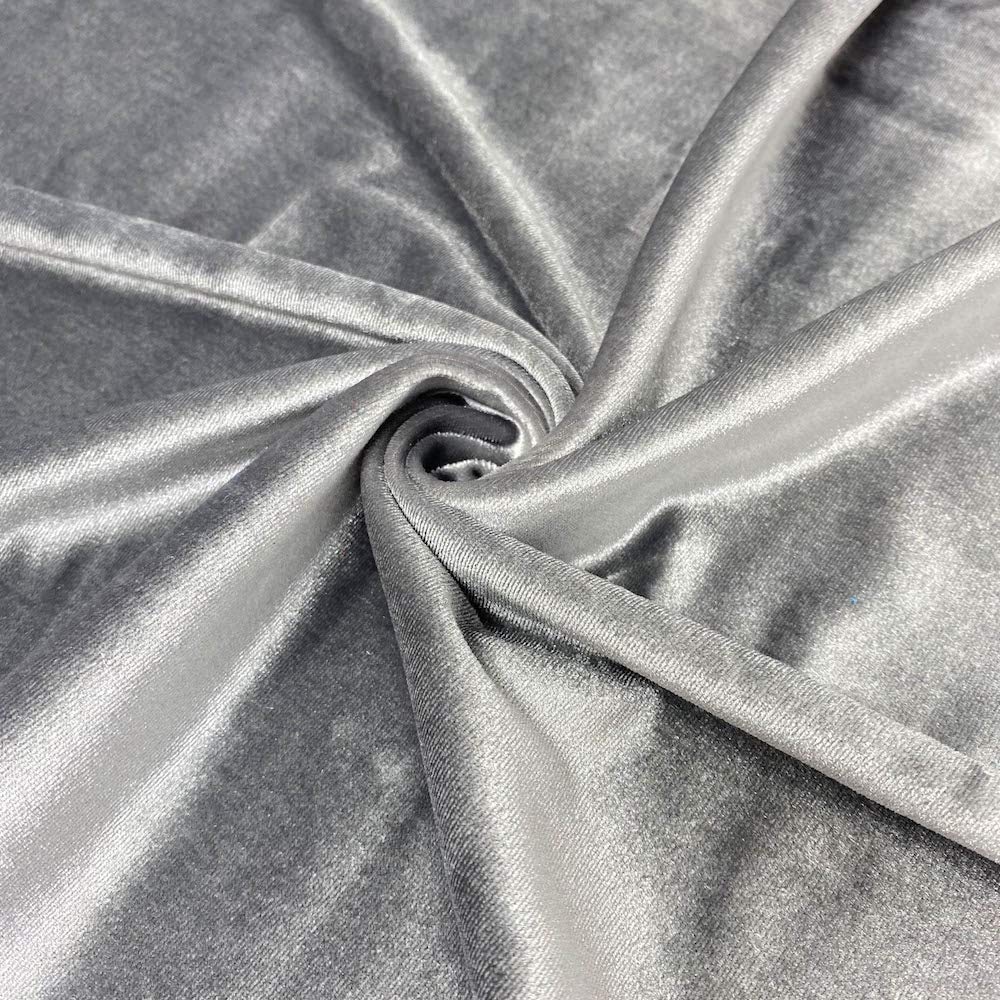 Stretch Velvet Fabric is 58/60" inches Wide (1 Yard, Silver)