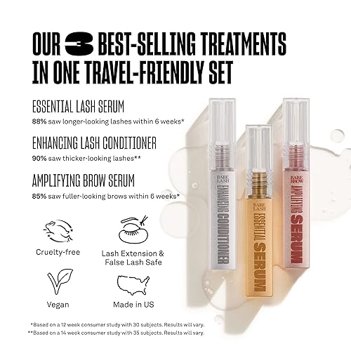 Miniatura 4 de Babe Original Triple Threat Mini Set, incluye suero esencial Babe Lash y acondicionador potenciador + suero amplificador de cejas Babe, 0.0 fl oz,