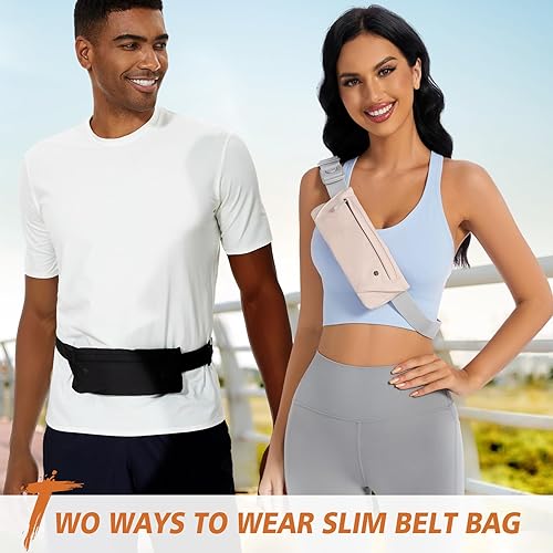 Miniatura 2 de WHIPPY Cangurera delgada para correr para mujeres y hombres, cinturón elástico para corredores, bolsa de pecho, soporte para teléfono, riñonera para