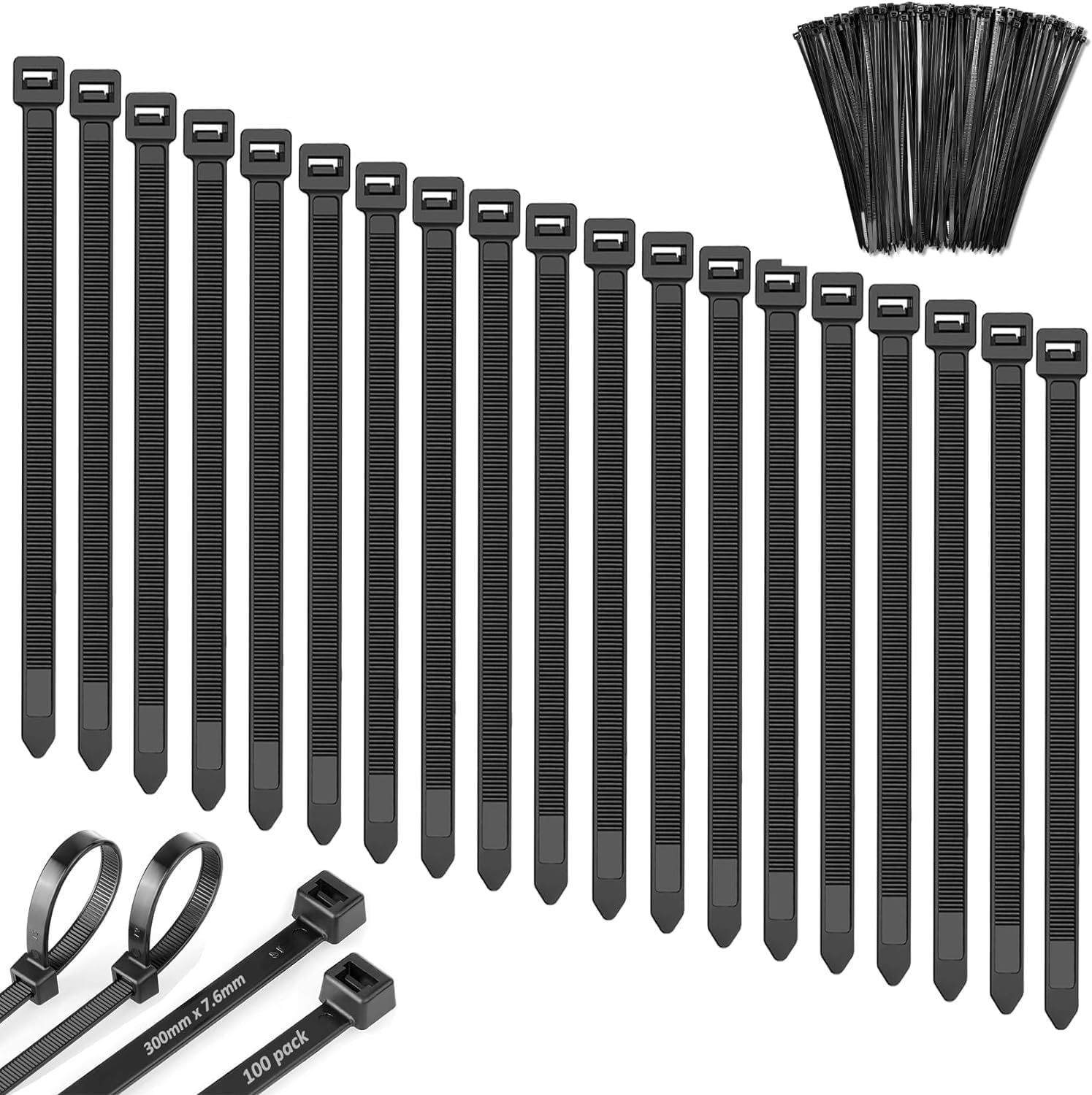 Zip Ties 12 inch Heavy Duty Zip Ties with 120 Pounds Tensile Strength, Black Cable Ties, 100 Pieces,by CKKAPTURE