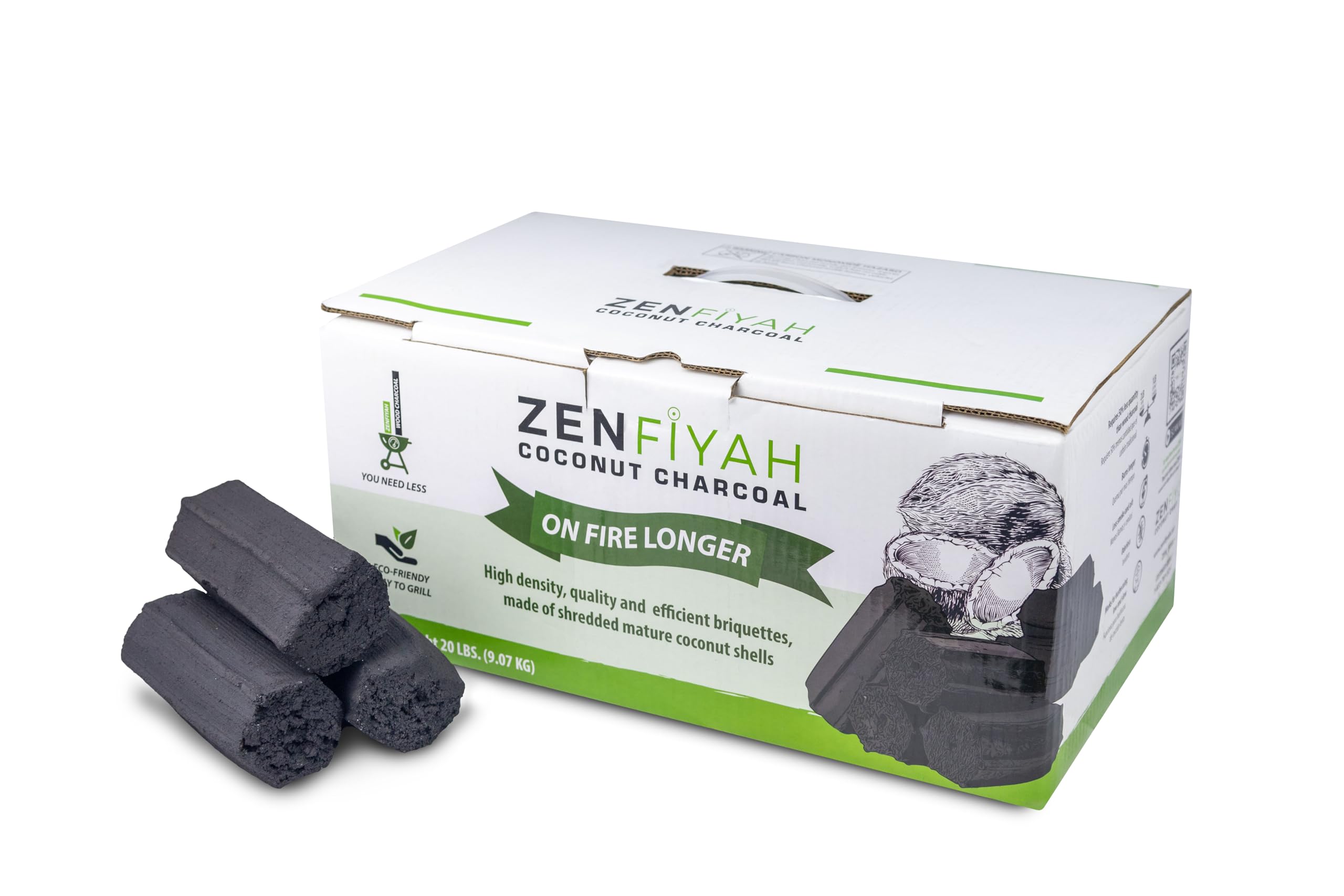 Amazon.com : ZENFIYAH Coconut Charcoal HEX Briquettes, 20 lbs