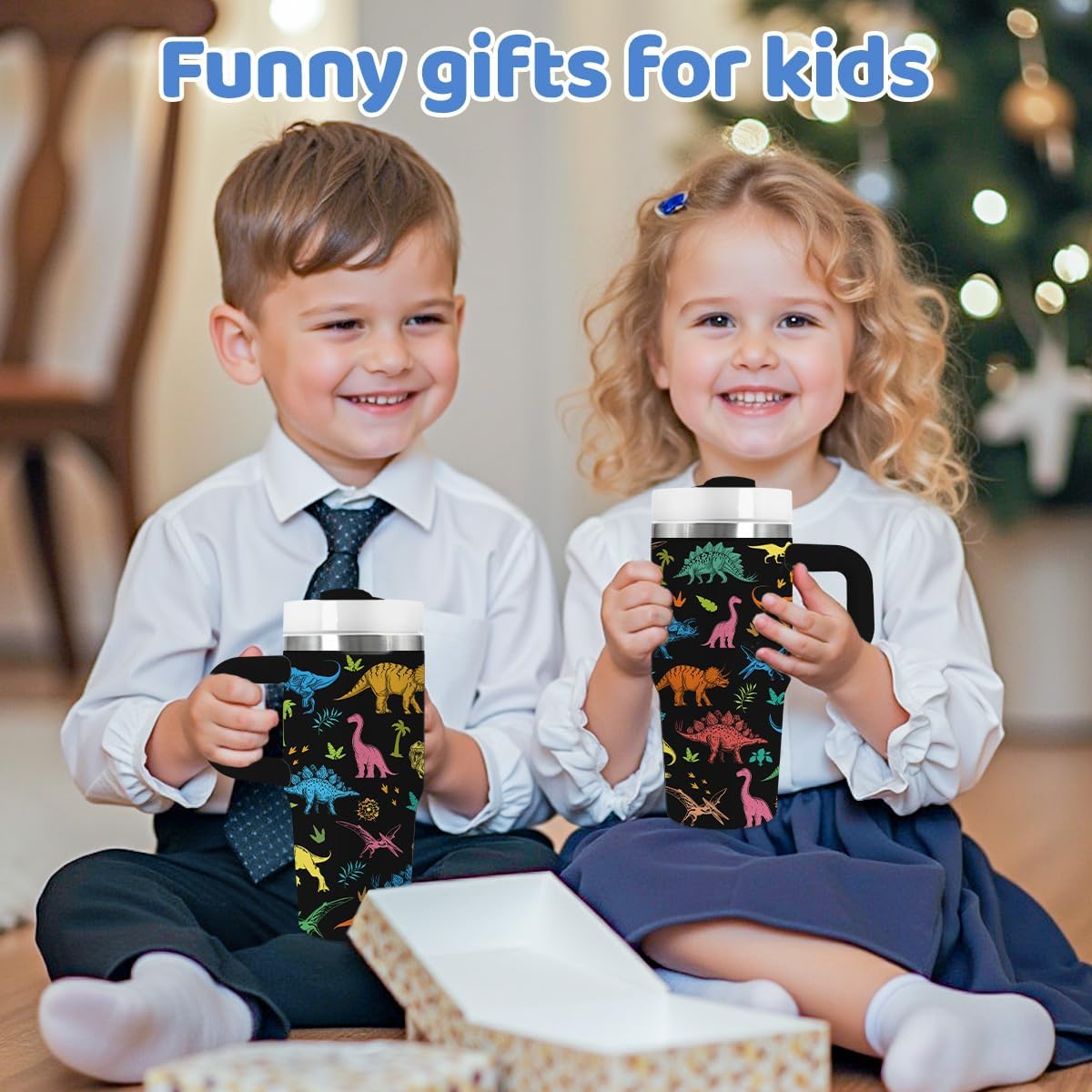 14oz Tumbler with Handle and Straw for Brother, Stainless Steel Vacuum Insulated Tumblers, Fathers Day Birthday Gifts for Boys, Dinosaur Lover Gifts for Son, Men - Image 6