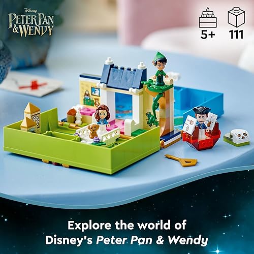 Miniatura 2 de LEGO Disney Peter Pan & Wendy's Storybook Adventure 43220 Portable Playset with Micro Dolls and Pirate Ship, Travel Toy for Kids Ages 5 Plus