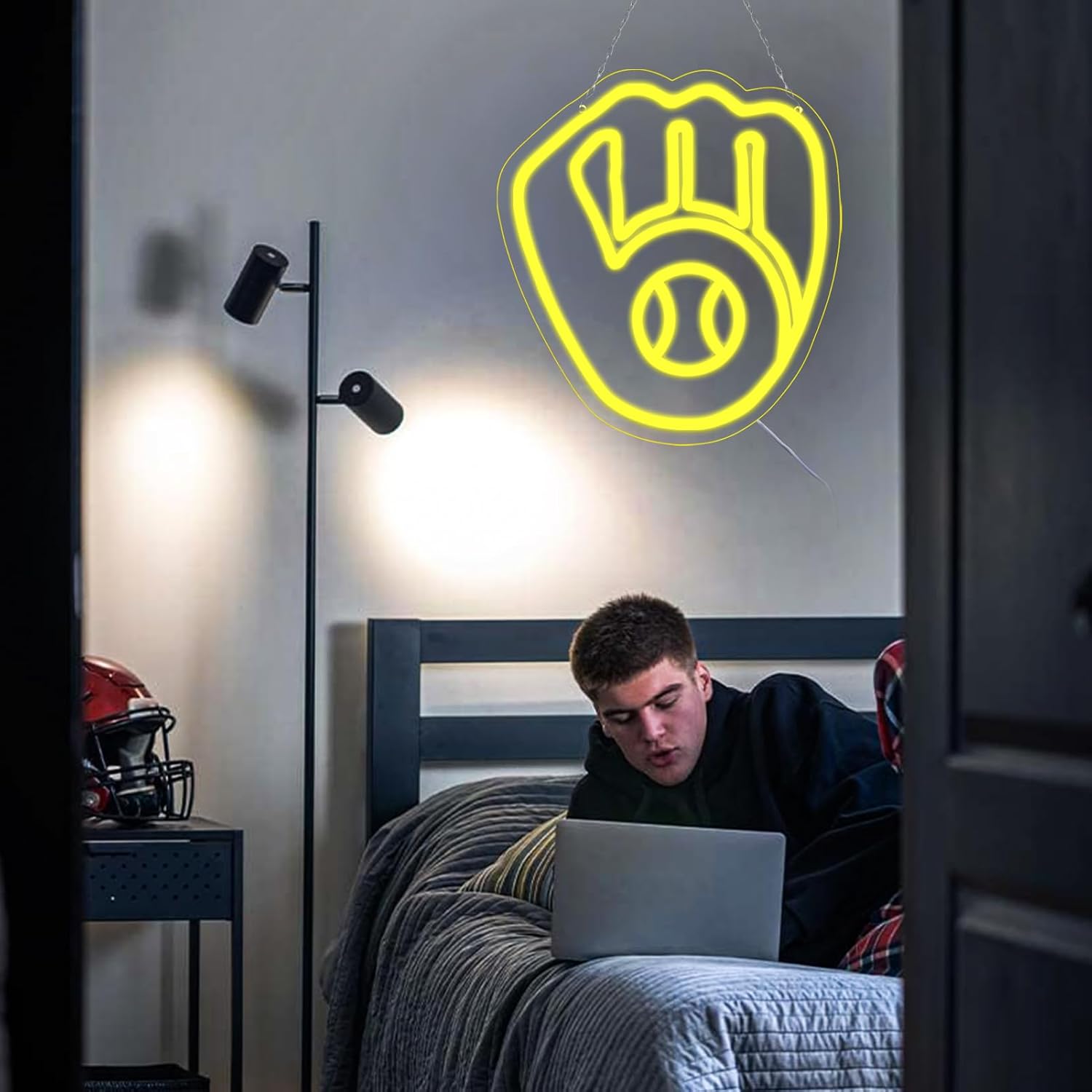 Balanar Baseball Neon Signs for Garage or Man Cave Decor, Gifts With Milwaukee Basebll or Rugby Team Logo, Yellow Baseball Neon for Parties, Bars,Dorms, Office Wall Art and Game Room Decor - Image 7