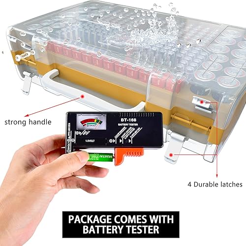 Miniatura 4 de Estuche organizador de baterías de gran capacidad 269 con probador, contenedor de soporte de batería de doble cara para pilas AA AAA AAAA C D 9V