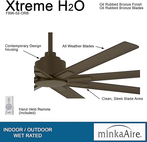 Miniatura 4 de MINKA-AIRE Xtreme H2O - Ventilador de techo para exteriores de 52 pulgadas F896-52-ORB, bronce aceitado