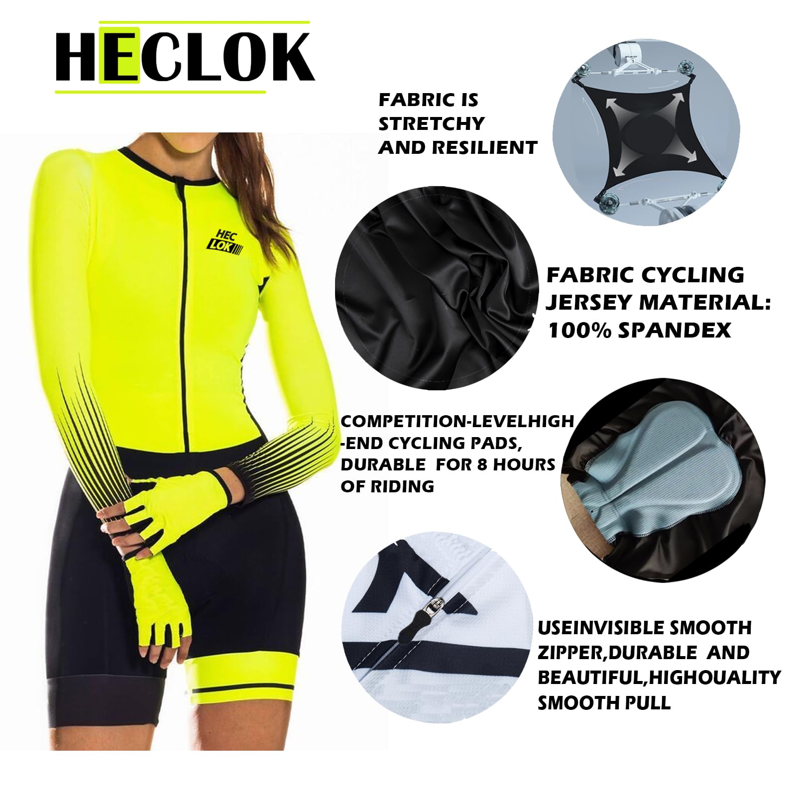 Mono Ciclismo Mujer Manga Larga Transpirable - Body Triathlon Combinado Bici y Carrera para Carretera, Mono Integral Una Pieza | Badana Profesional | Tejido Elástico Secado Rápido