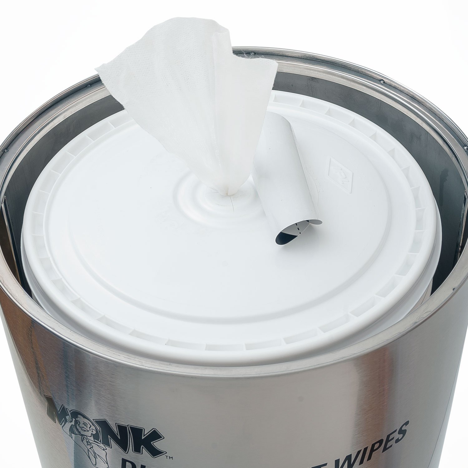 Monk Toallitas desinfectantes de acero inoxidable con basurero integrado para toallitas desinfectantes de gimnasio