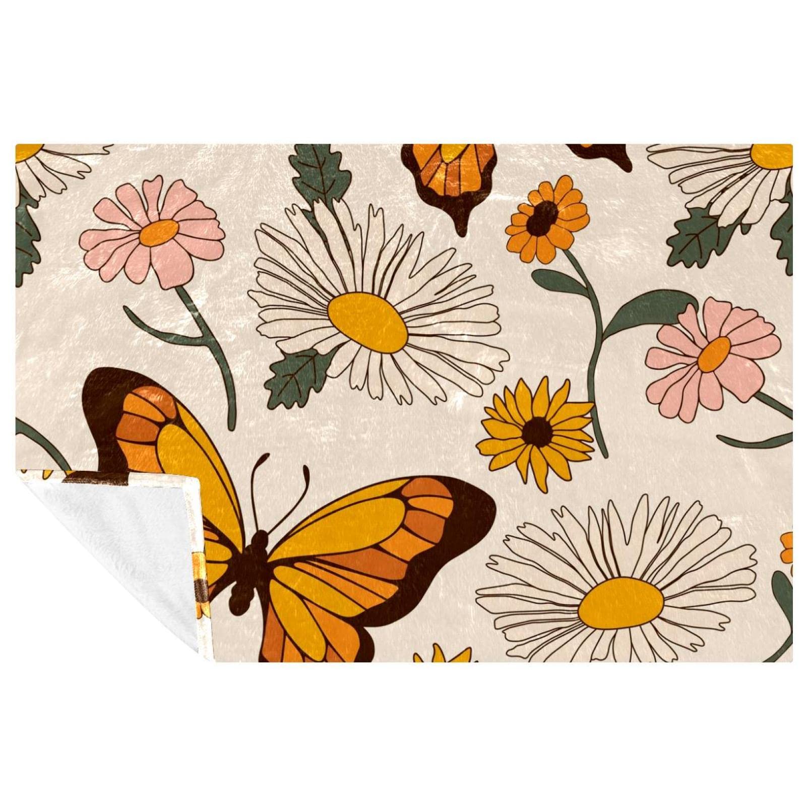 Couverture chaude pour camping, pique-nique et plage fleurie