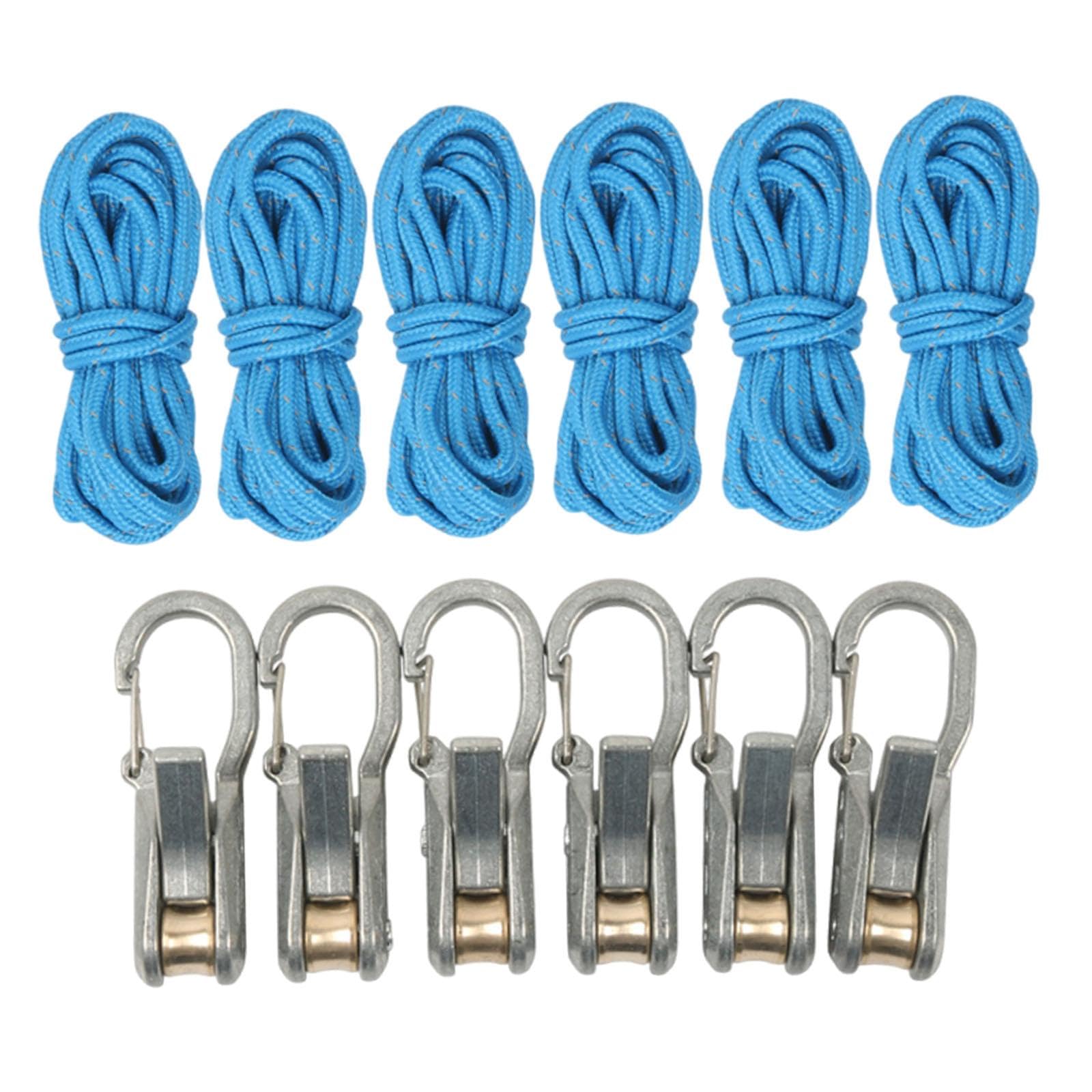 Corda con Tenditore a Rullo, Strumento di Tensionamento per Corde, Leggero E Multifunzionale, Regolatore di Paracord per Tiranti, 6 Corde 6 Ganci
