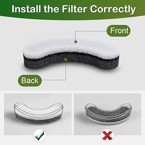 Miniatura 7 de Filtro de fuente de agua para gatos, filtro de repuesto para fuente de gato de carbón activado con esponja en forma de arco, compatible con fuente