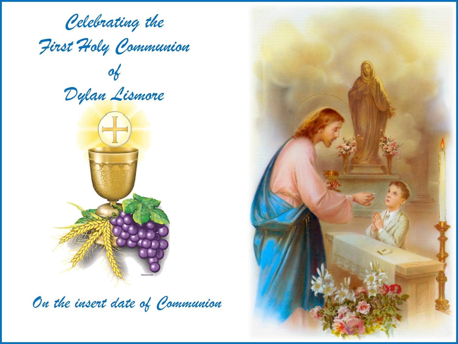 A4 First Holly Communion Book Edible Icing Cake Topper