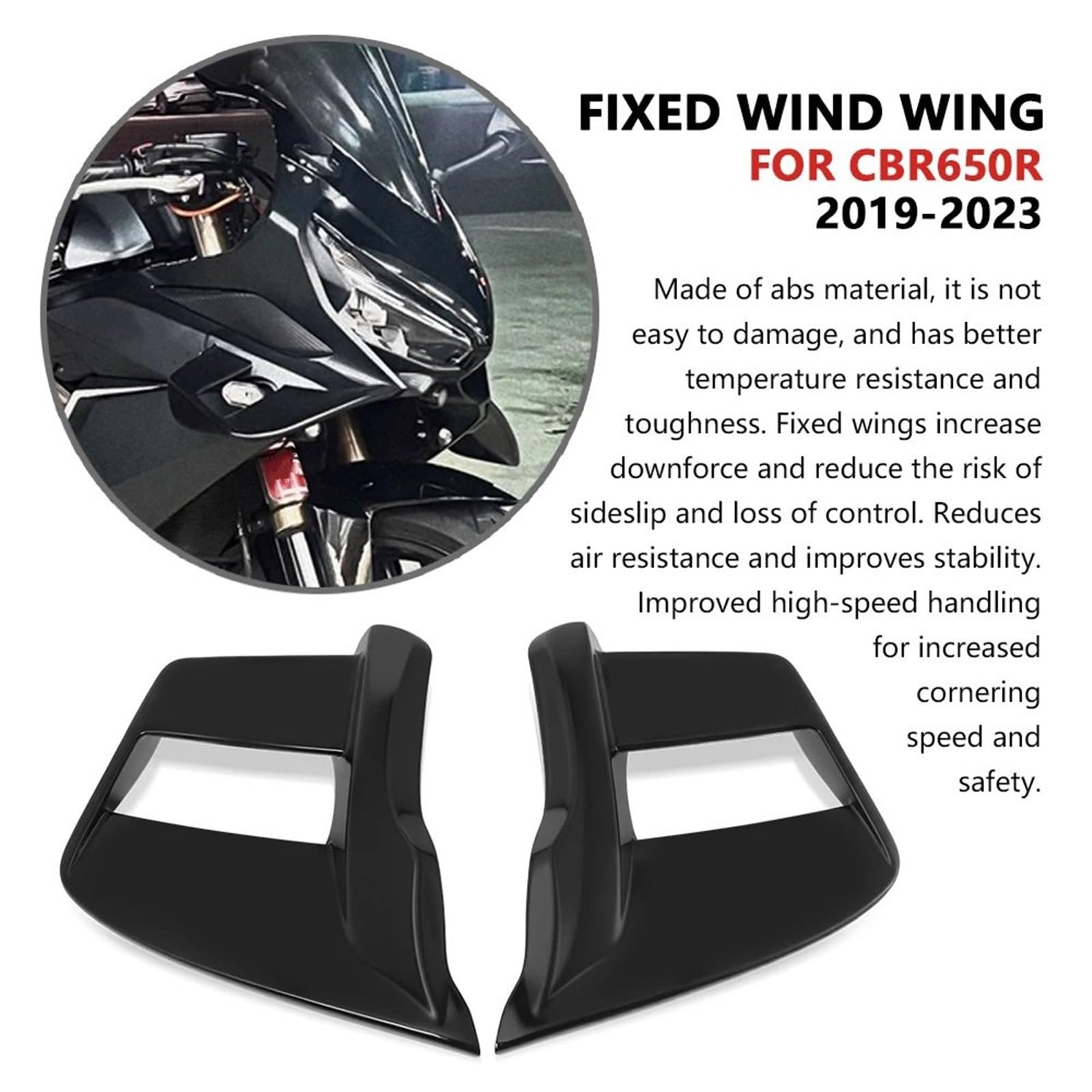 Front Bumper Splitter dachowy Pasuje do CBR650R CBR 650R 2019 2020 2021 2022 2023 Spoiler przedni Winglet Deflektor siły docisku