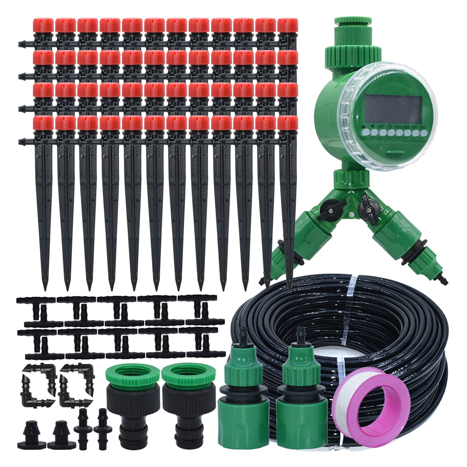 Tropfbewässerungs-Set 5M-25M Automatisches Mikro-Tropfbewässerungs-Set System Einstellbare 8-Loch-Düse Sprinkler Gartengewächshaus (Farbe: KSL01-KIT104-5M)