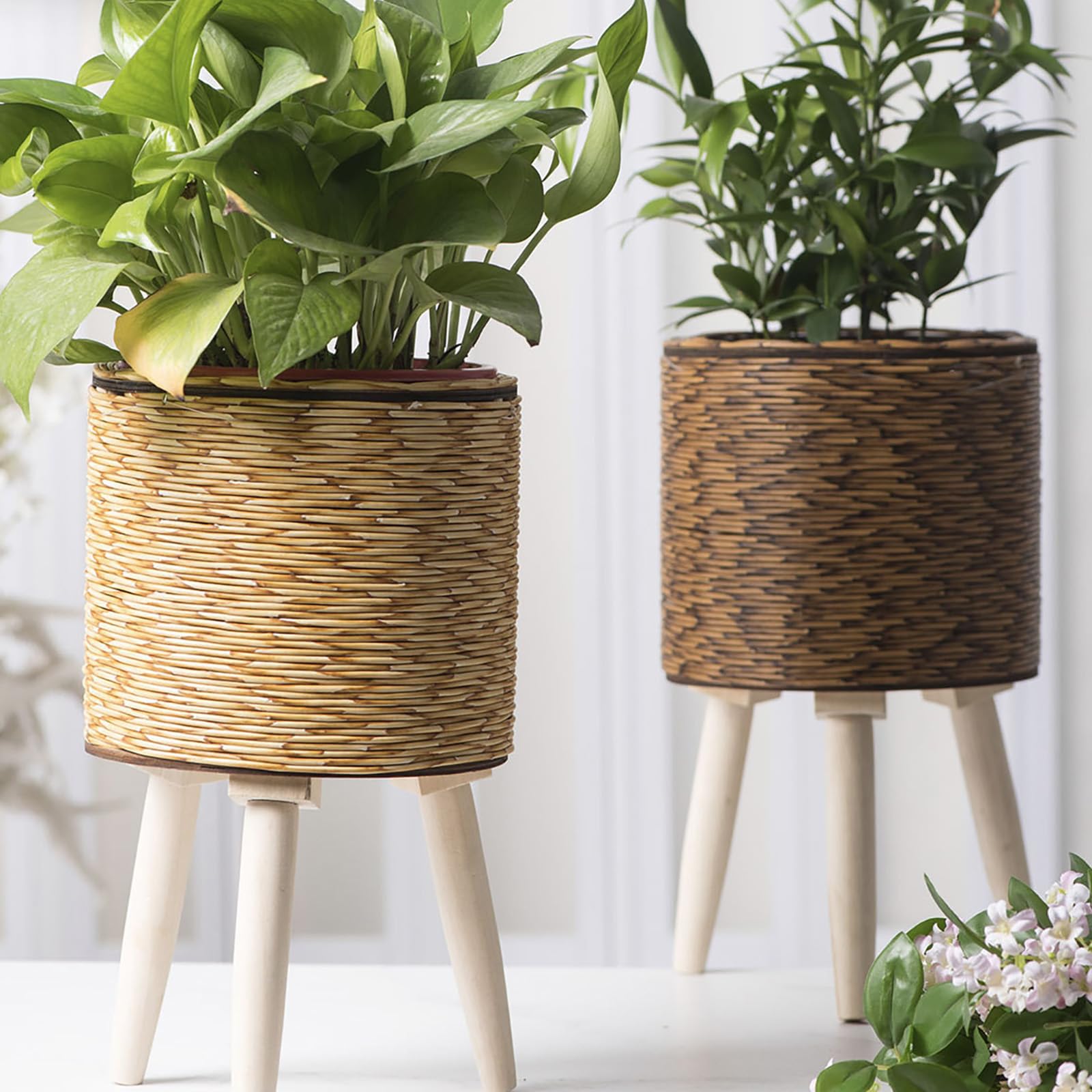 Amazon.co.jp: マルチティアのラタンフラワーディスプレイスタンドは