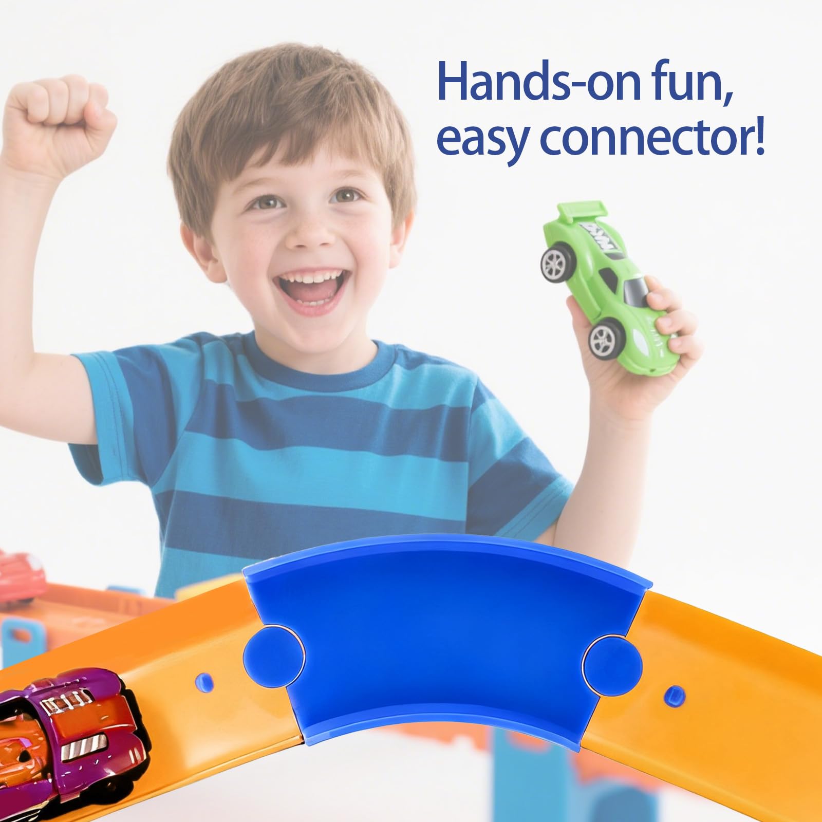 4szt Zestaw Torów Zakrzywionym Kształcie do Hot Wheels, Łącznik Torów o Zakrzywionym Kącie 45 Stopni Zestaw do Budowy Zabawkowych Samochodzików Kompatybilny z Hot Wheels (Niebieski)