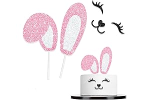 Easter Cake Décor Bunny Ears with Eyelashes and Nose