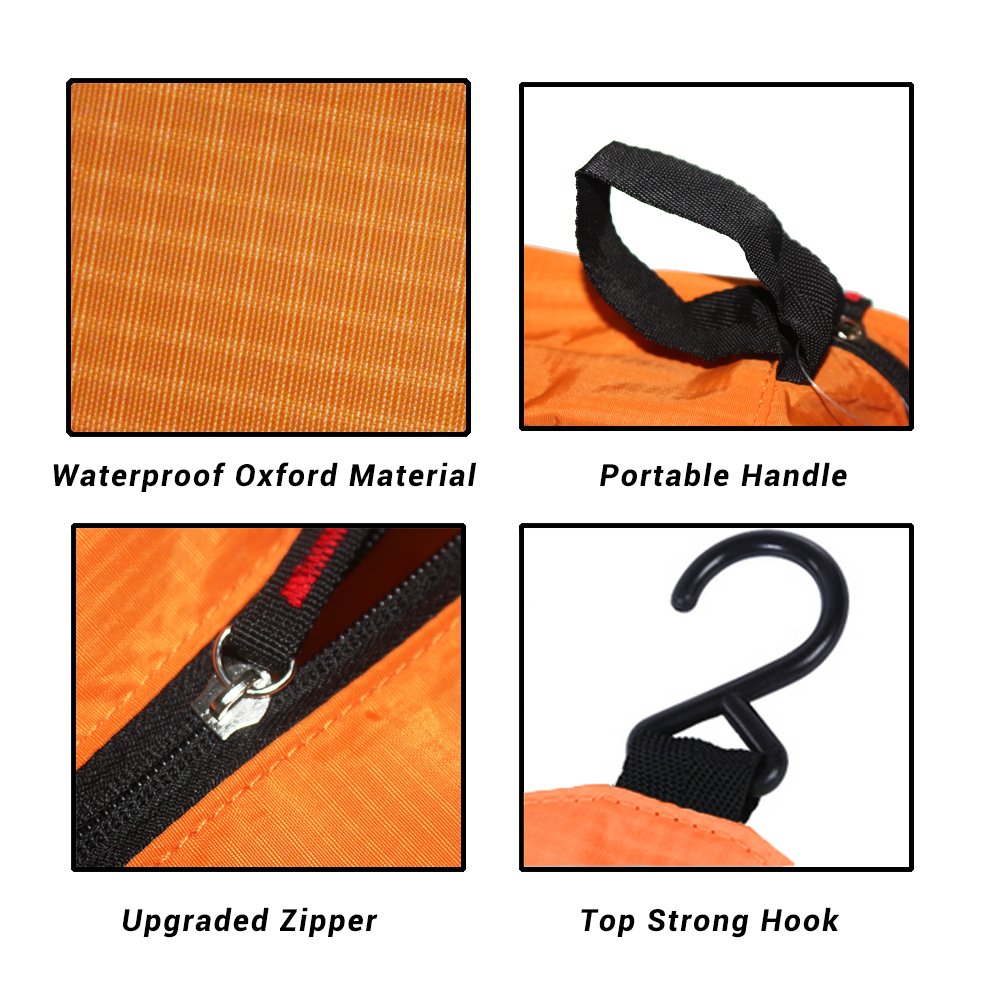 jiemei Hanging Toiletry Bag Waterproof, Travel Wash Bag for Men & Women with 4 Compartments, Foldable Compact Size, Super Durable Fabric — view 5