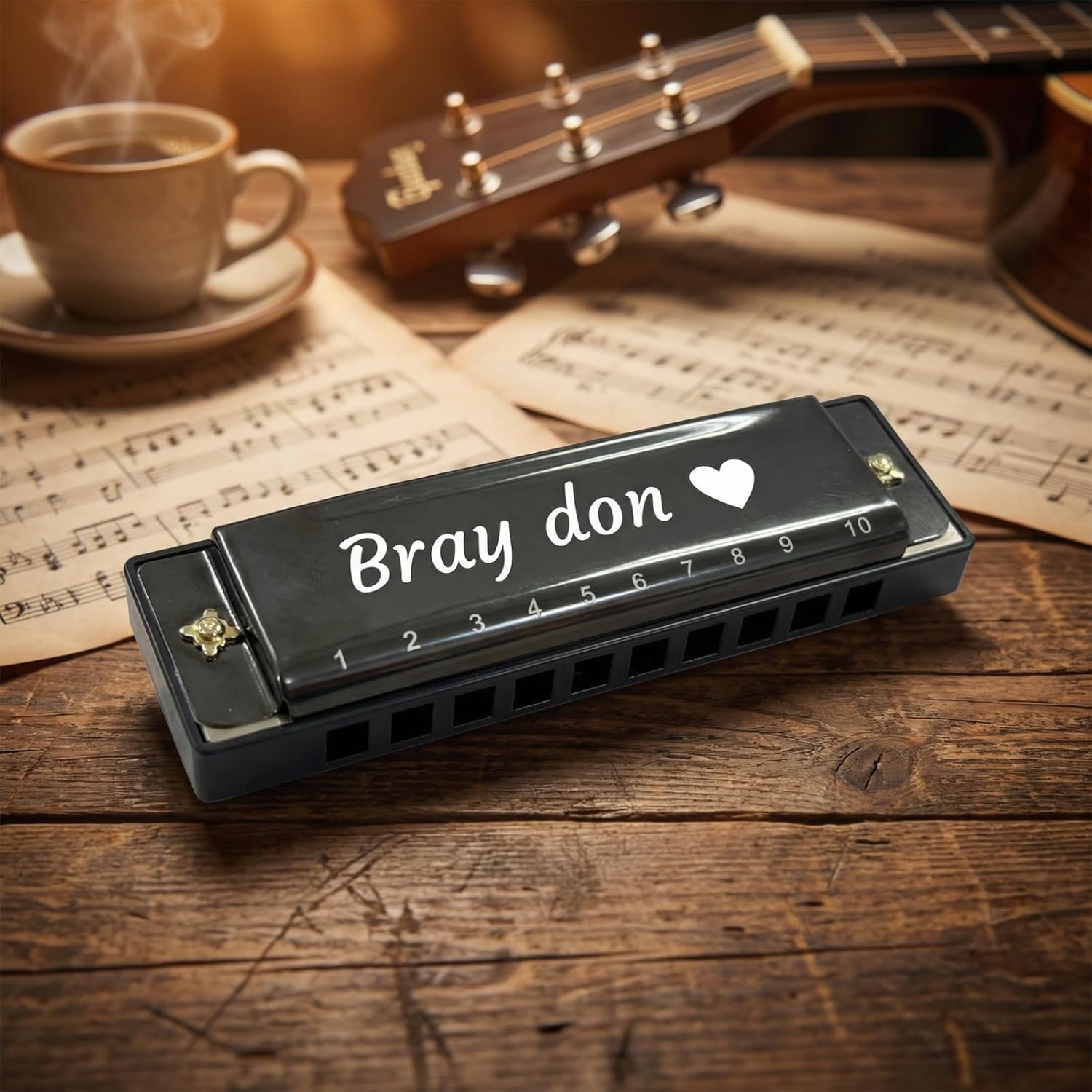 Personalized custom professional tuning harmonica - 10-hole - C key stainless steel harmonica, suitable for beginners, students, and as a gift for friends. It is a meaningful musical instrument gift.