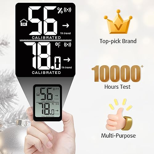 Miniatura 4 de Antonki Termómetro de habitación higrómetro pequeño sensor de monitor de humedad para interiores, medidor digital de temperatura y humedad para el