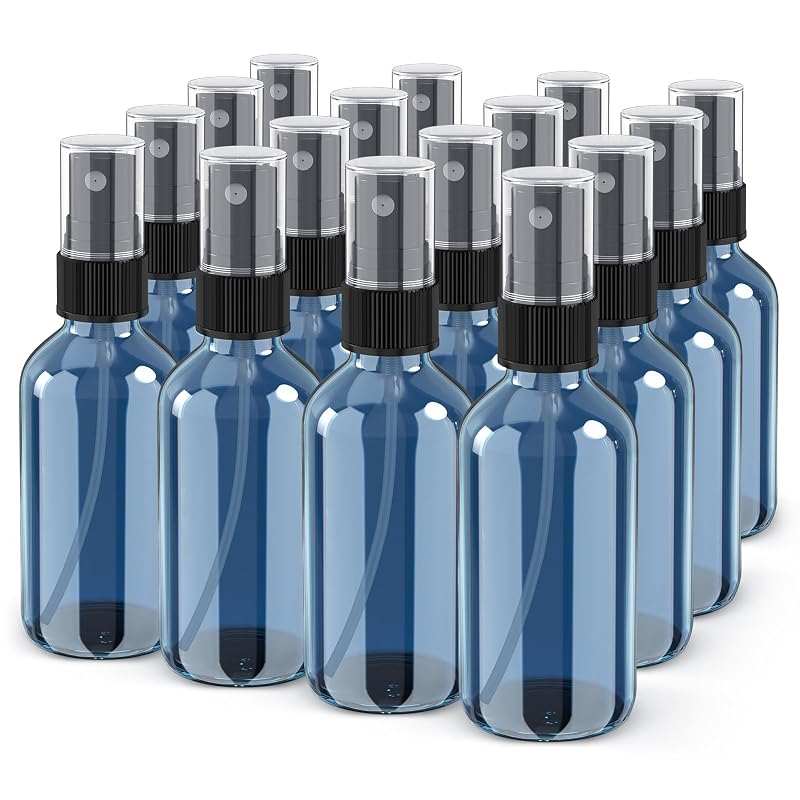 Wedama Frascos de Vidro com Spray de Névoa Fina, 120 mL, Azul-Índigo, Pacote com 16