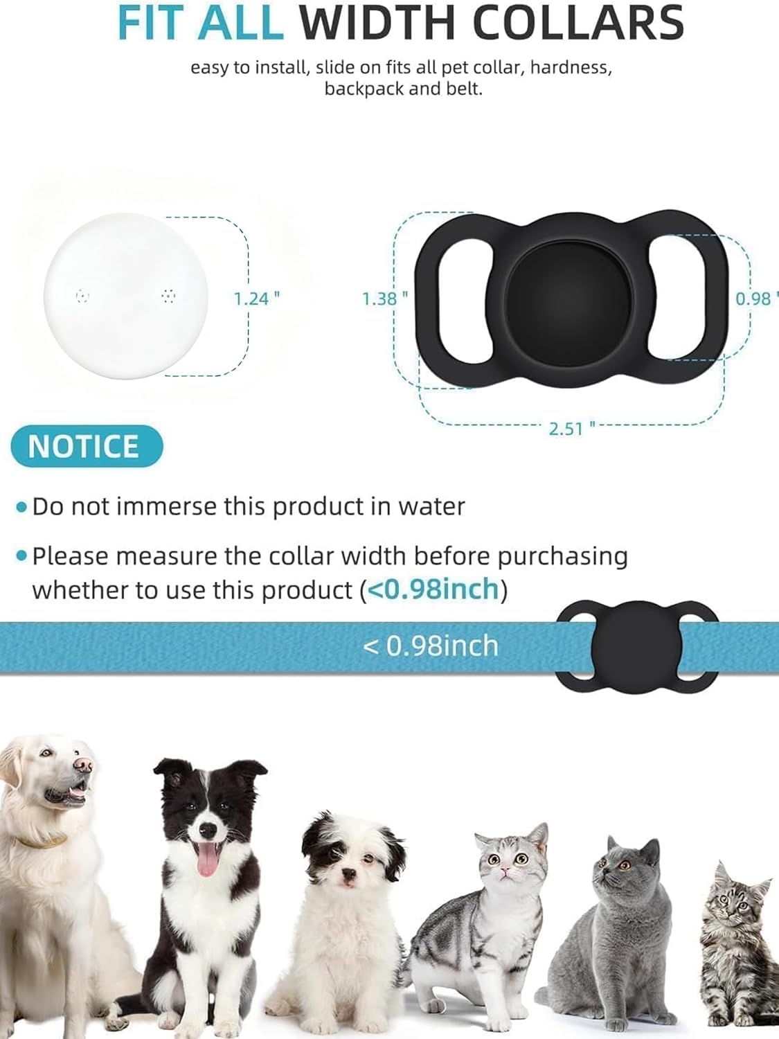 VB GPS Tracker for Dogs (2 Pack), Mini GPS Cat Tracker, Smart Pet Activity Tracker (iOS Only), No Monthly Fee, Compatible with Apple Find My, Anti-Lost, Finder Tag for Vehicles/Pets/Kids/Items