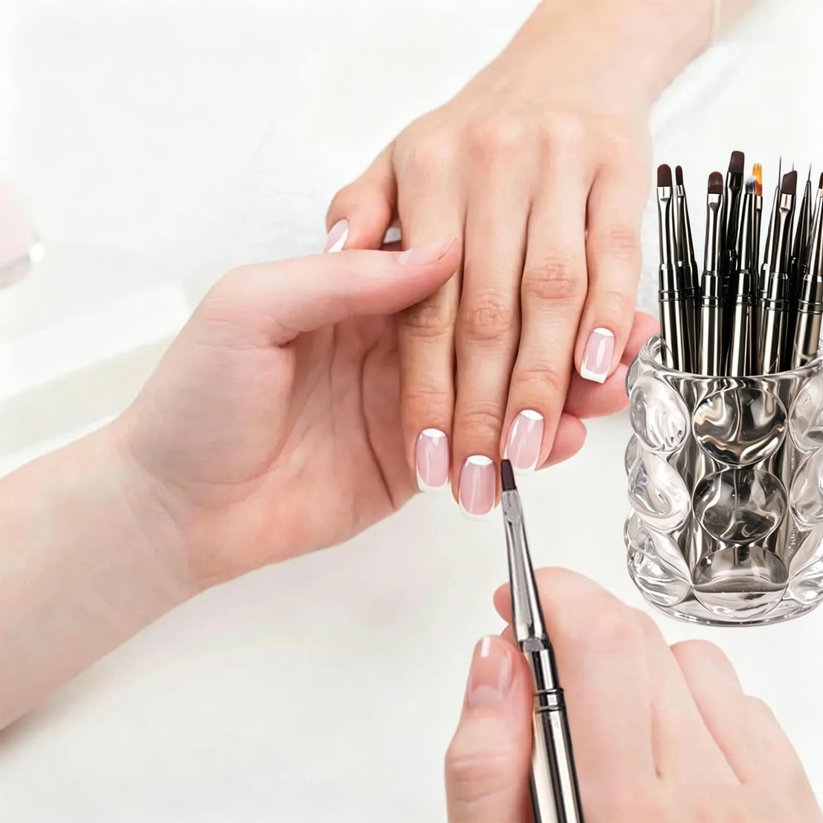 13 Piezas Pinceles para Uñas, Pincel Acrilico Uñas y Kit Uñas de Gel Semipermanentes, Kit Manicura Francesa Semipermanente con Paleta, para Gel de Construcción para Uñas y Pinceles Acrilico