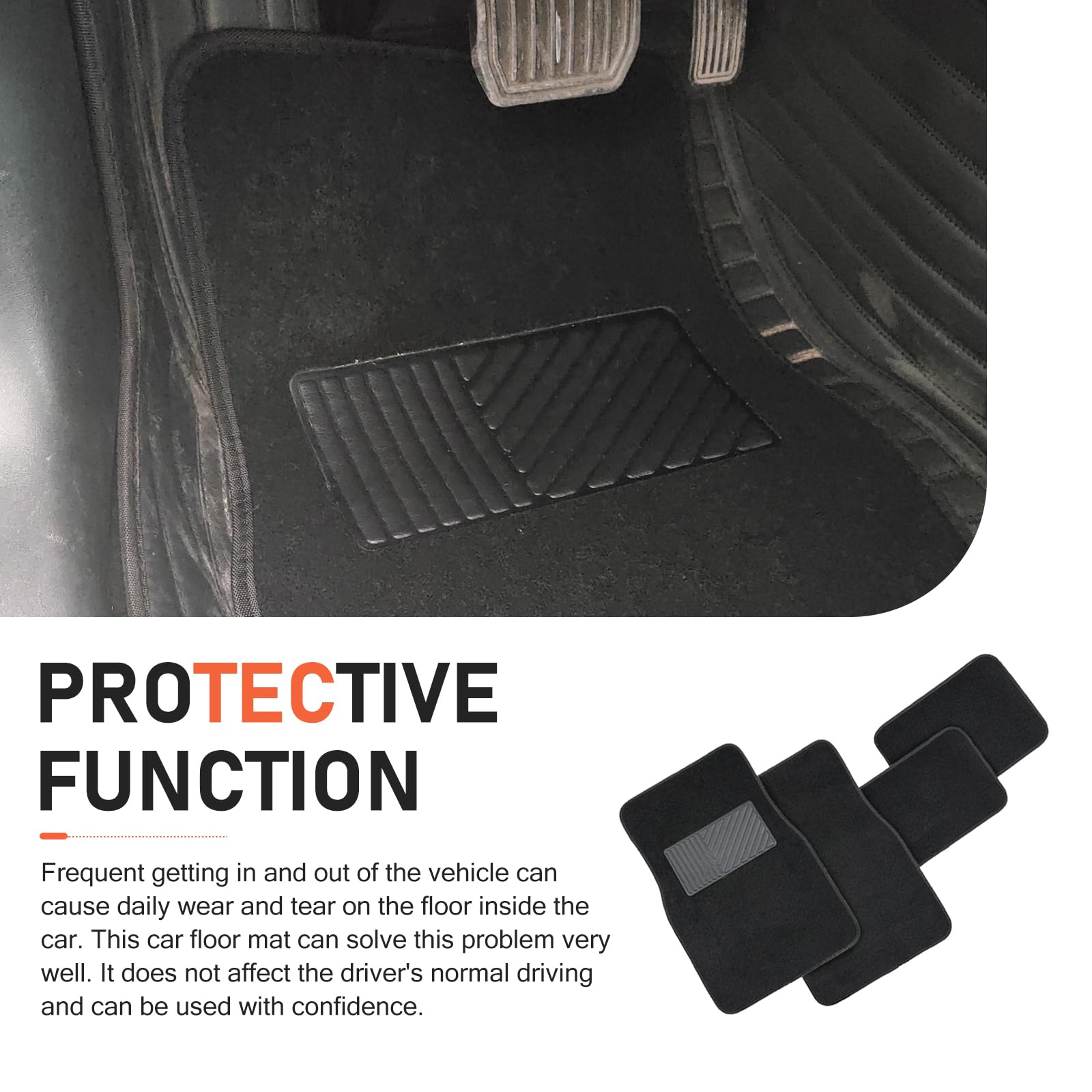 4 PCS Car Carpet Floor Mats 25 59In x 17 12In 11 81In x 17 12In Anti-Slip Durable — view 5