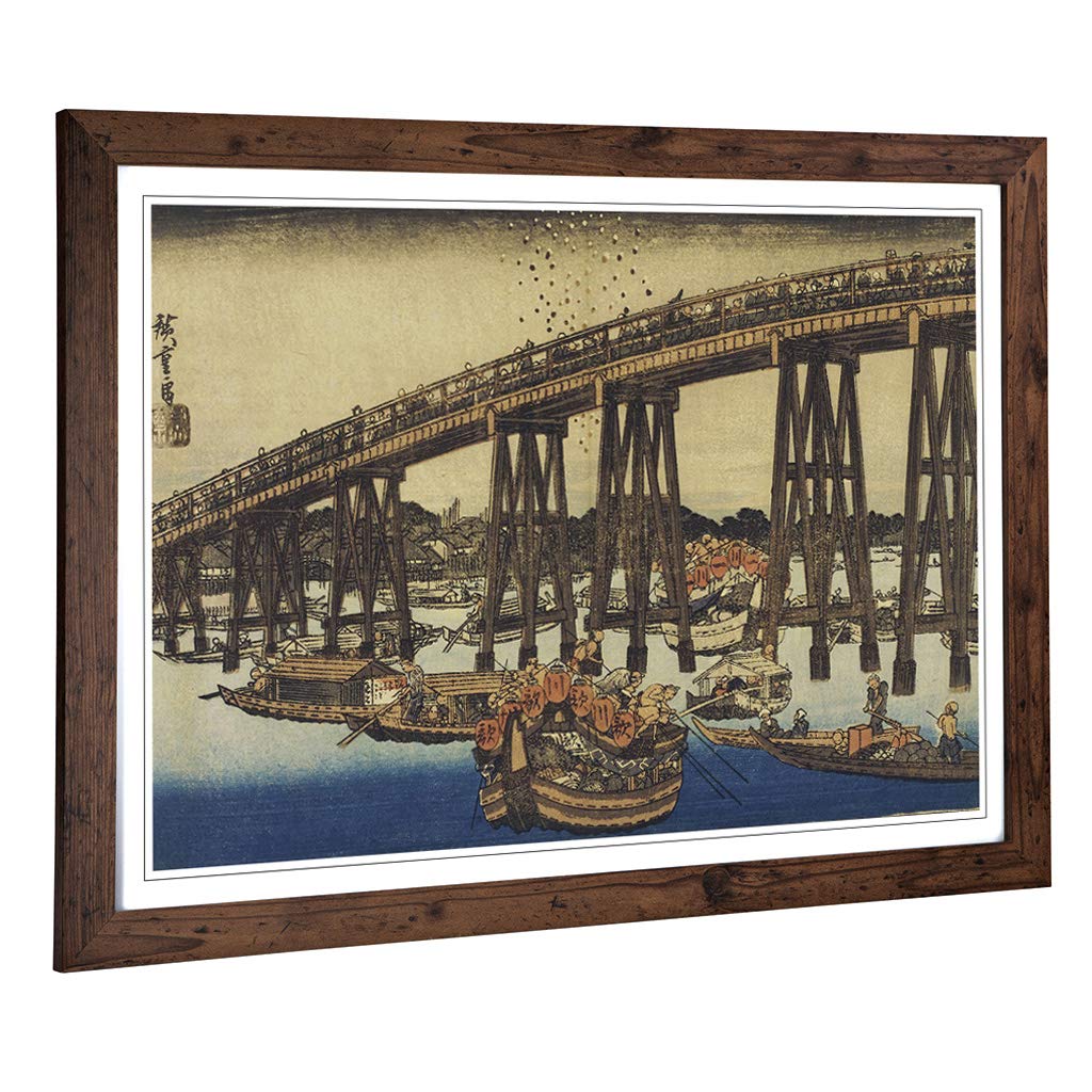Big Box Art Framed Print of Hiroshige Japanese Oriental (29) Design | Wall Art Picture | Home Decor for Kitchen, Living Room, Bedroom, Hallway, Walnut, A2 / 24.5x18 Inch / 62x45cm