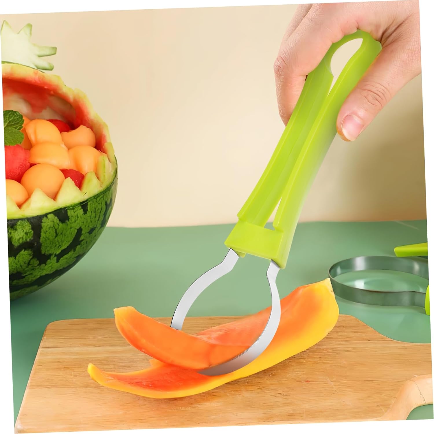 2 Set Fruit Tool Set 3 in 1 Melon Baller for Cantaloupe